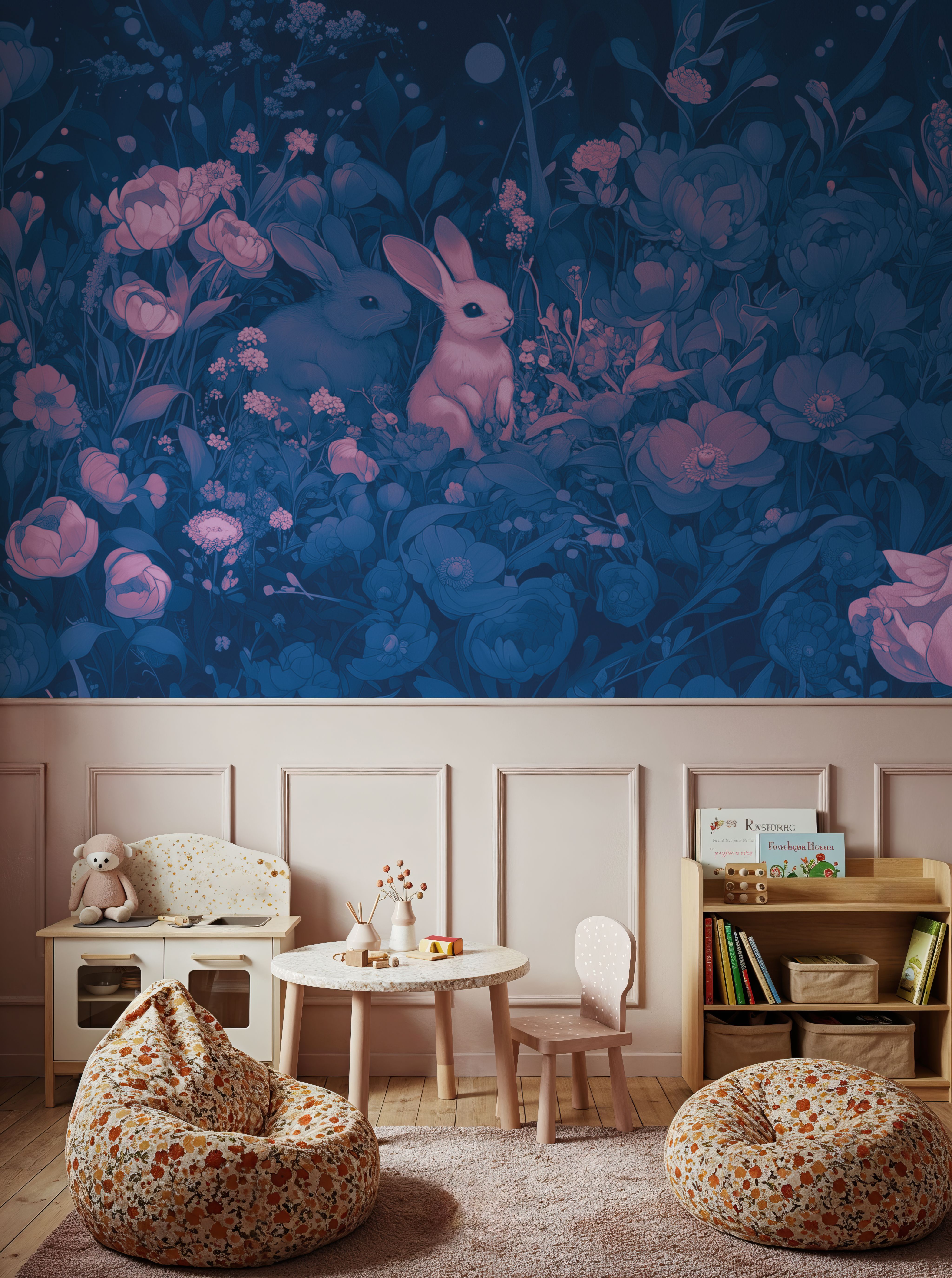 Rabbits Blue Pink