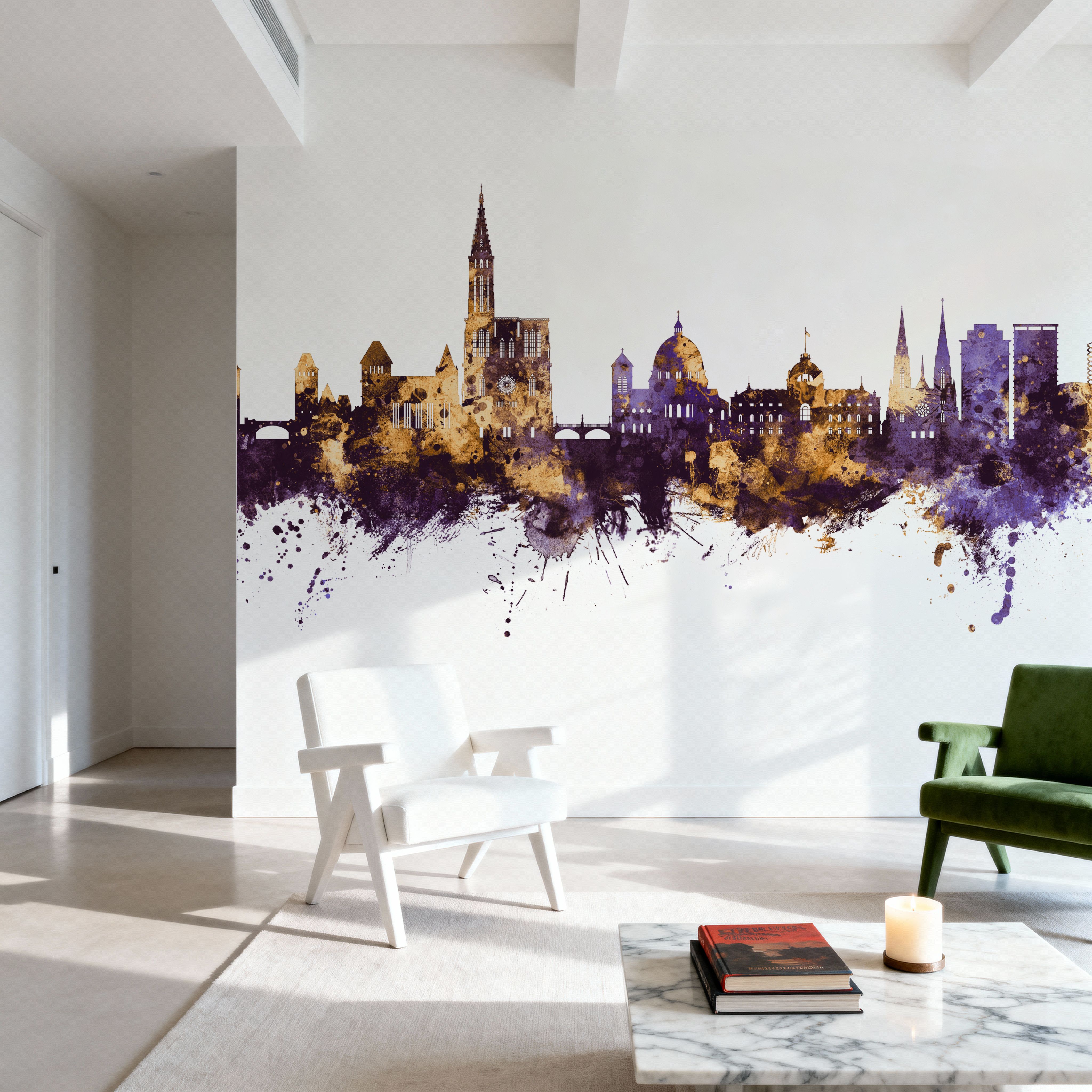 Strasbourg France Skyline Purple & Gold