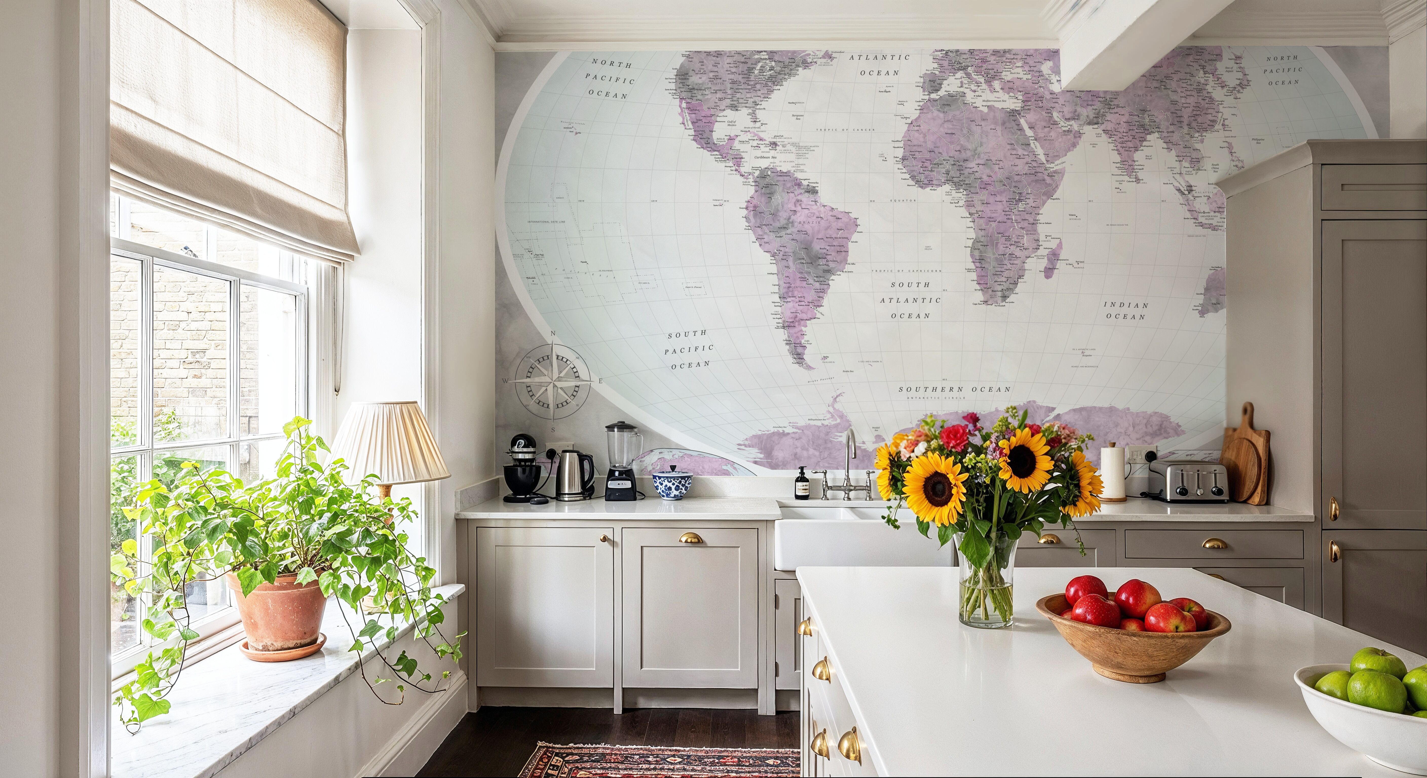 World Map Atlas Purple, Wallpaper