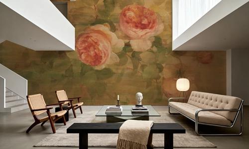 Vintage Roses on Green I