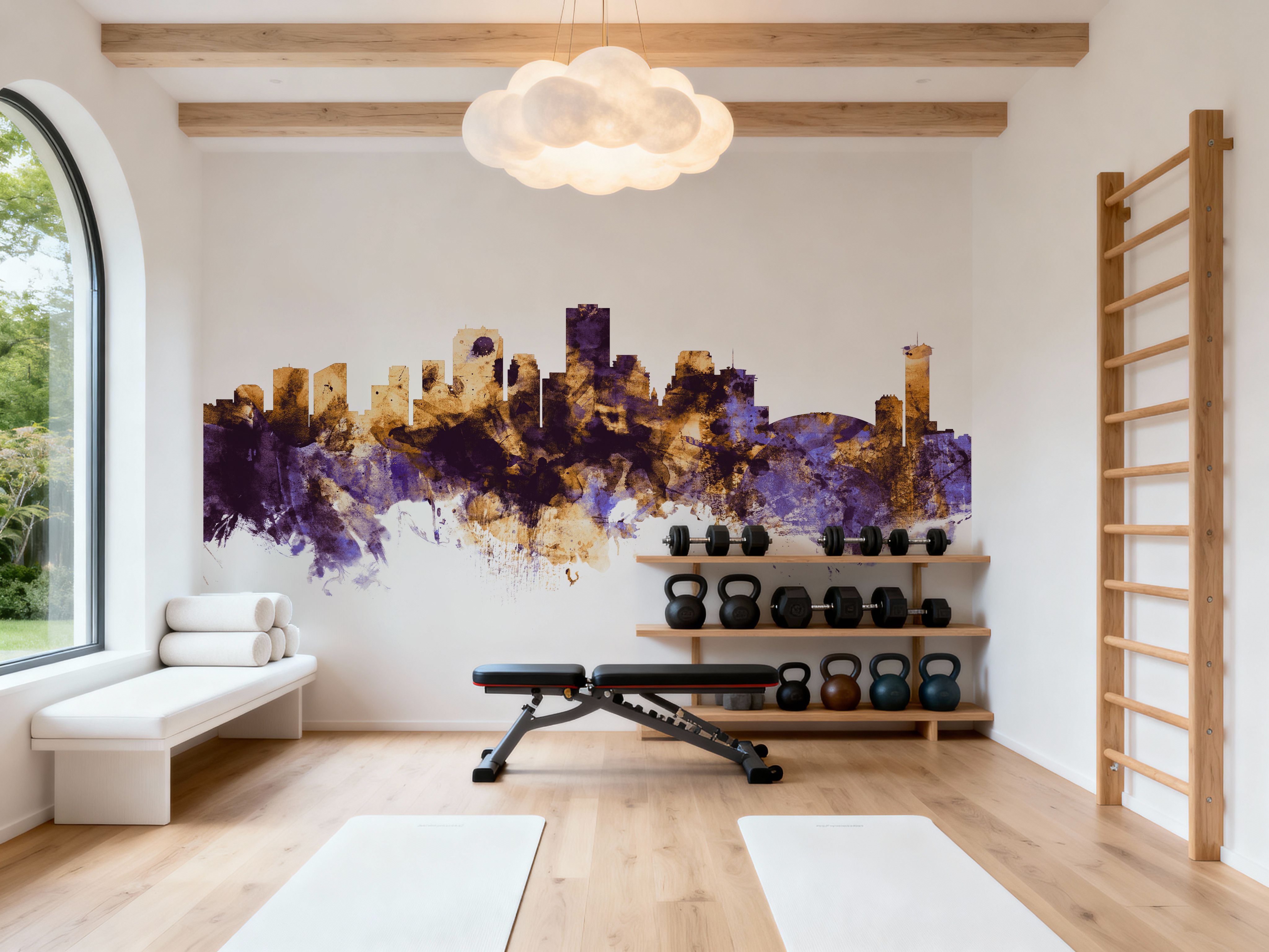 New Orleans Louisiana Skyline Purple & Gold