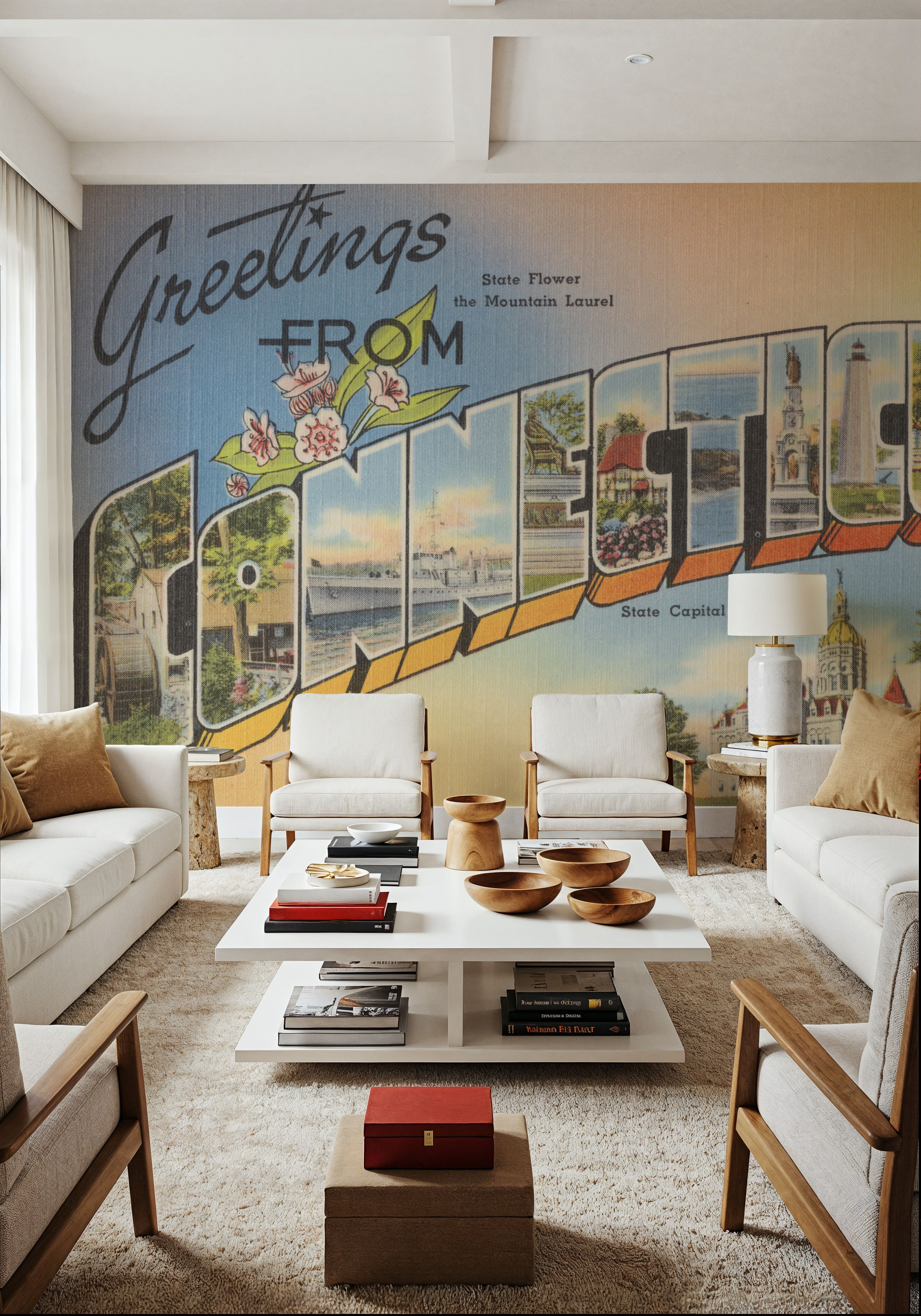 Greetings from Connecticut - Screenprint Postcard
