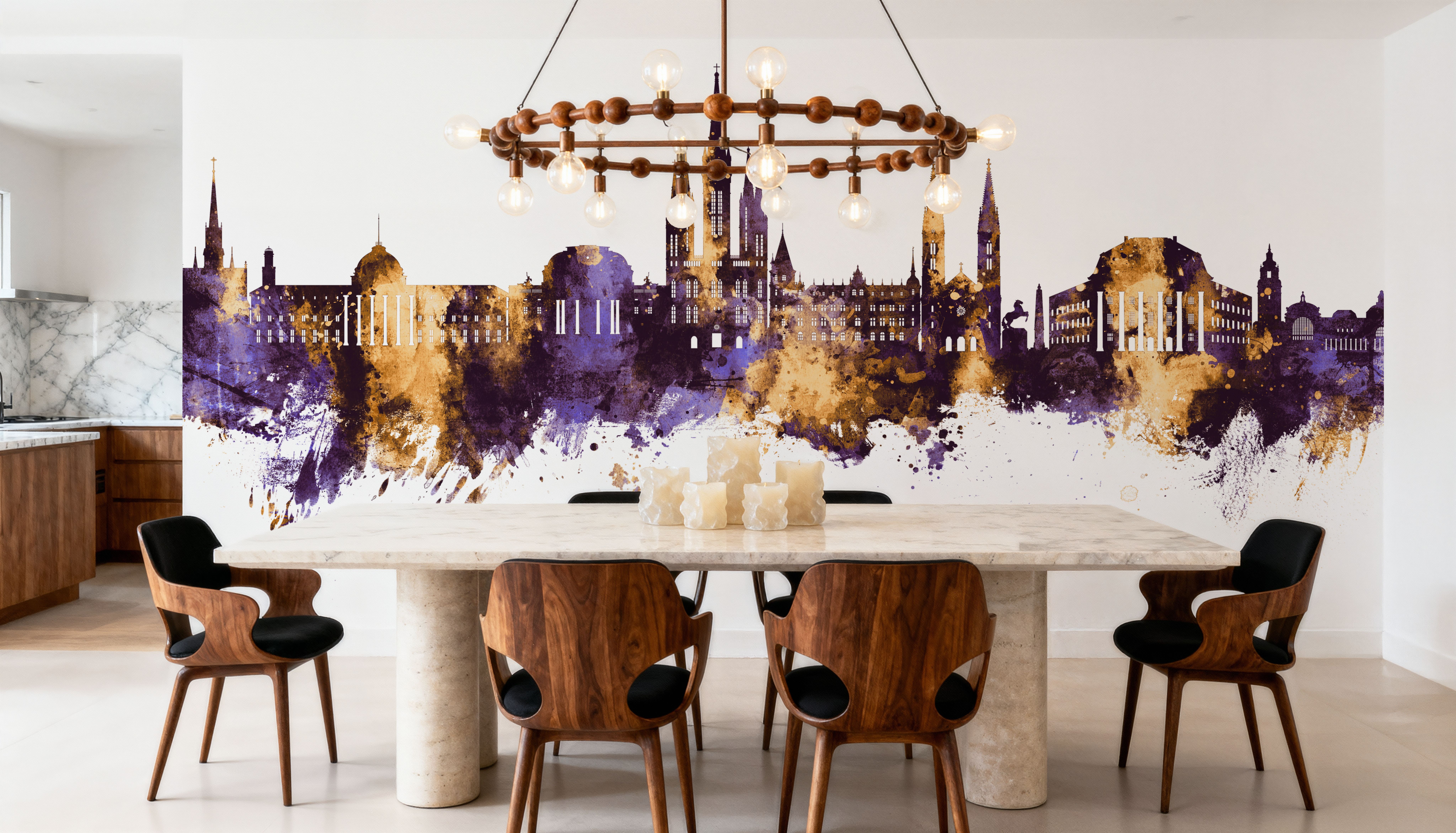 Weisbaden Germany Skyline Purple & Gold