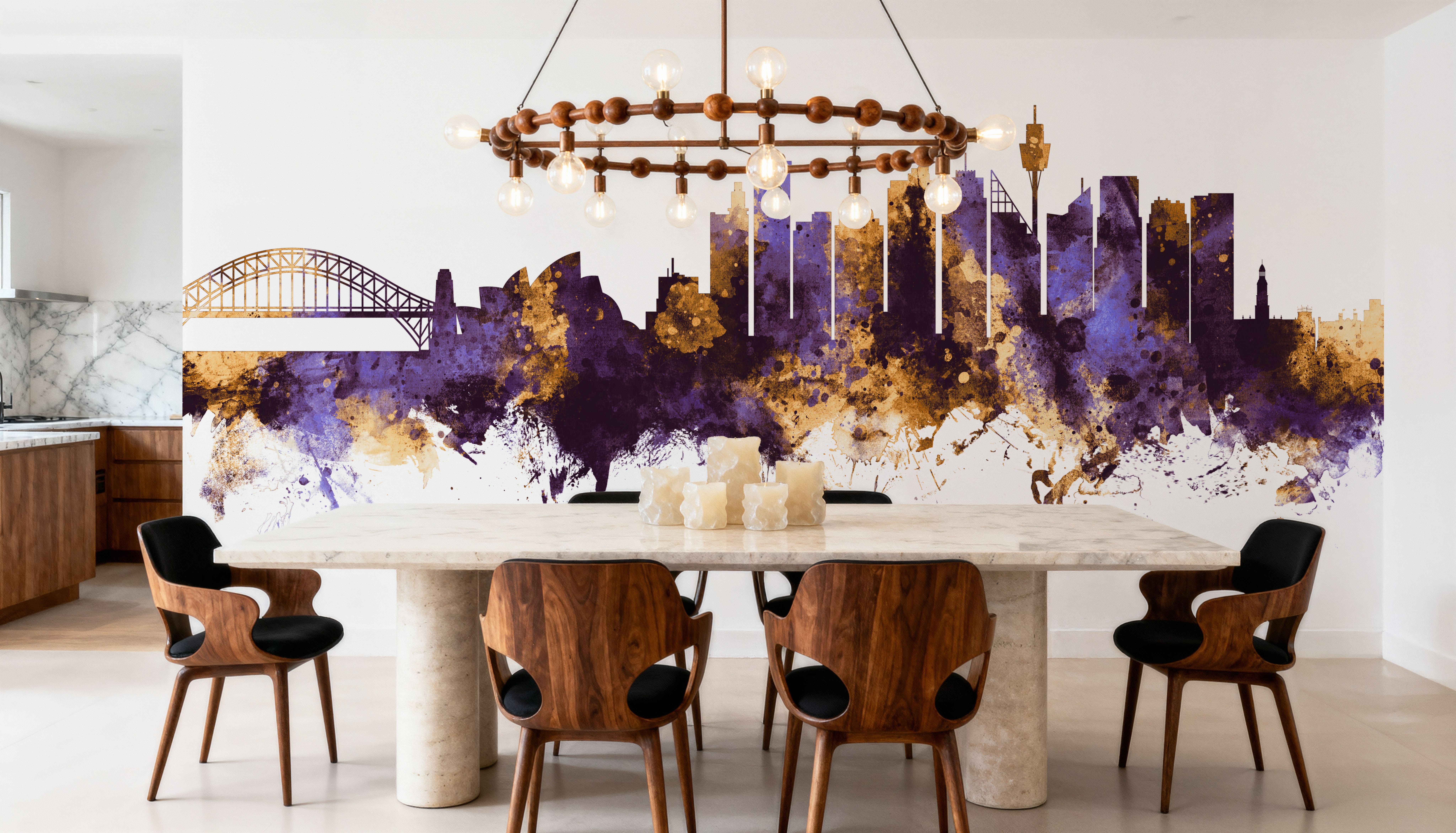 Sydney Australia Skyline Purple & Gold