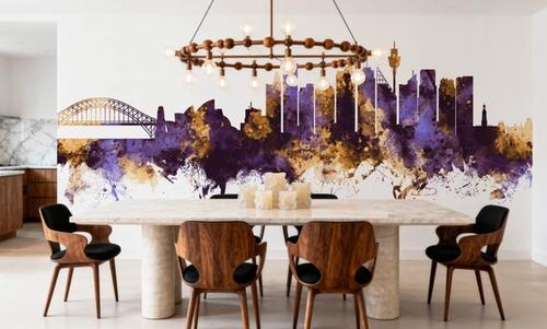 Sydney Australia Skyline Purple & Gold