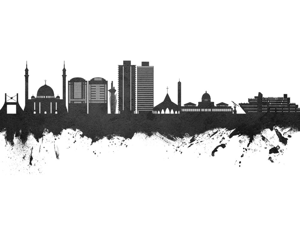 Abuja Nigeria Skyline Black & White