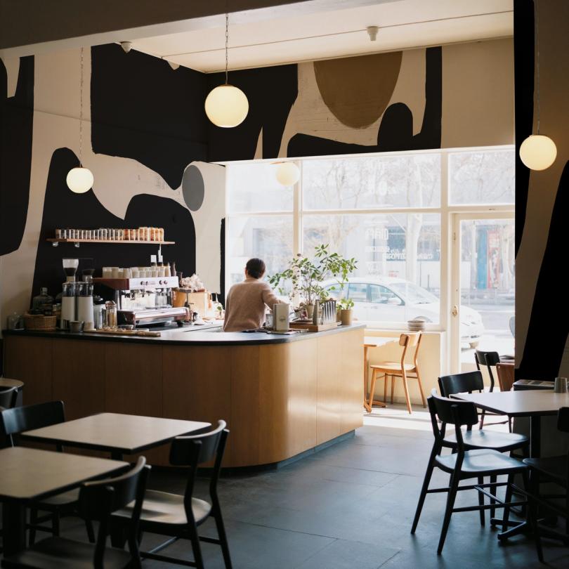 cafe with wall mural