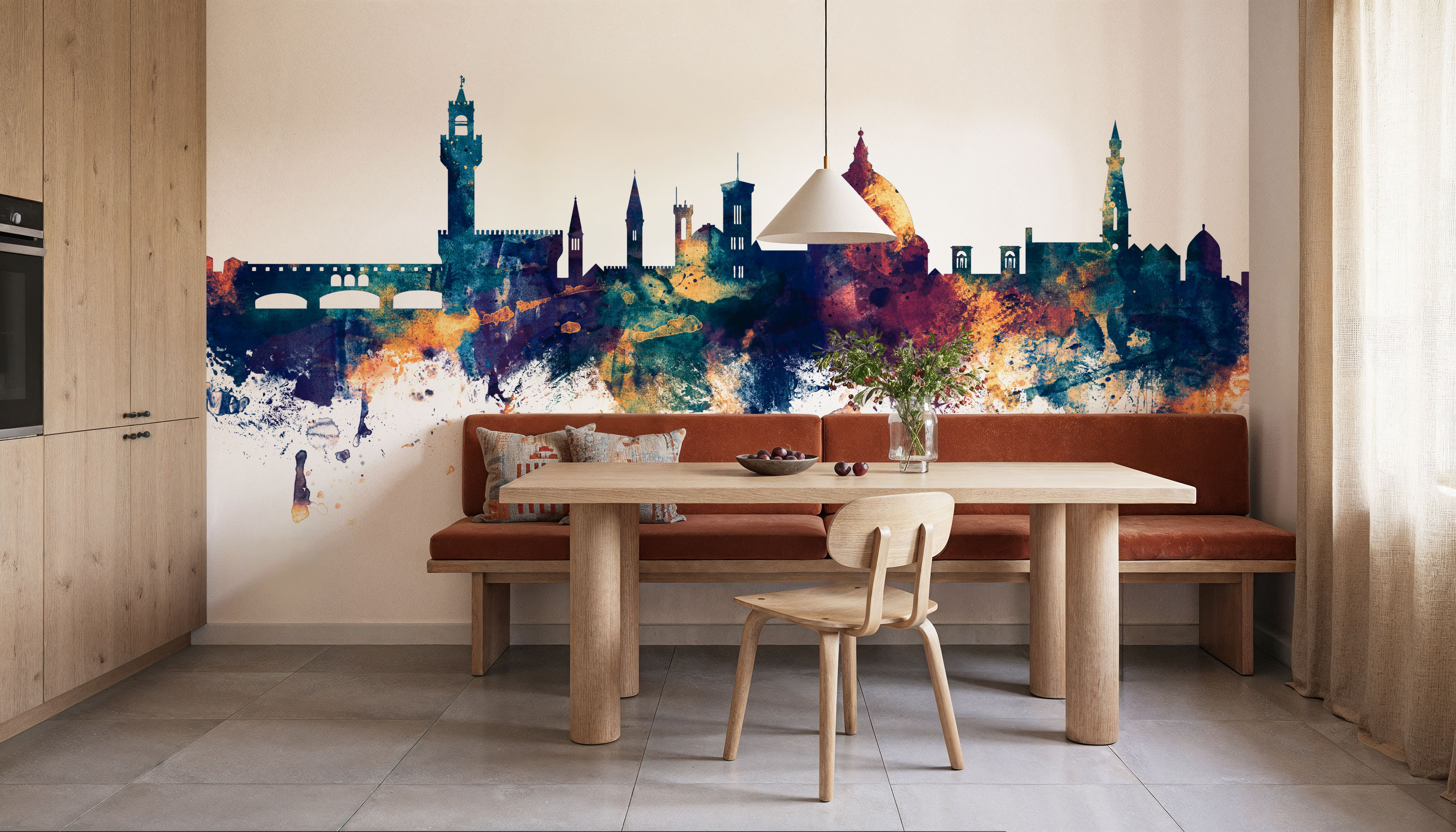 Florence Italy Skyline Blue & Bronze, Wallpaper
