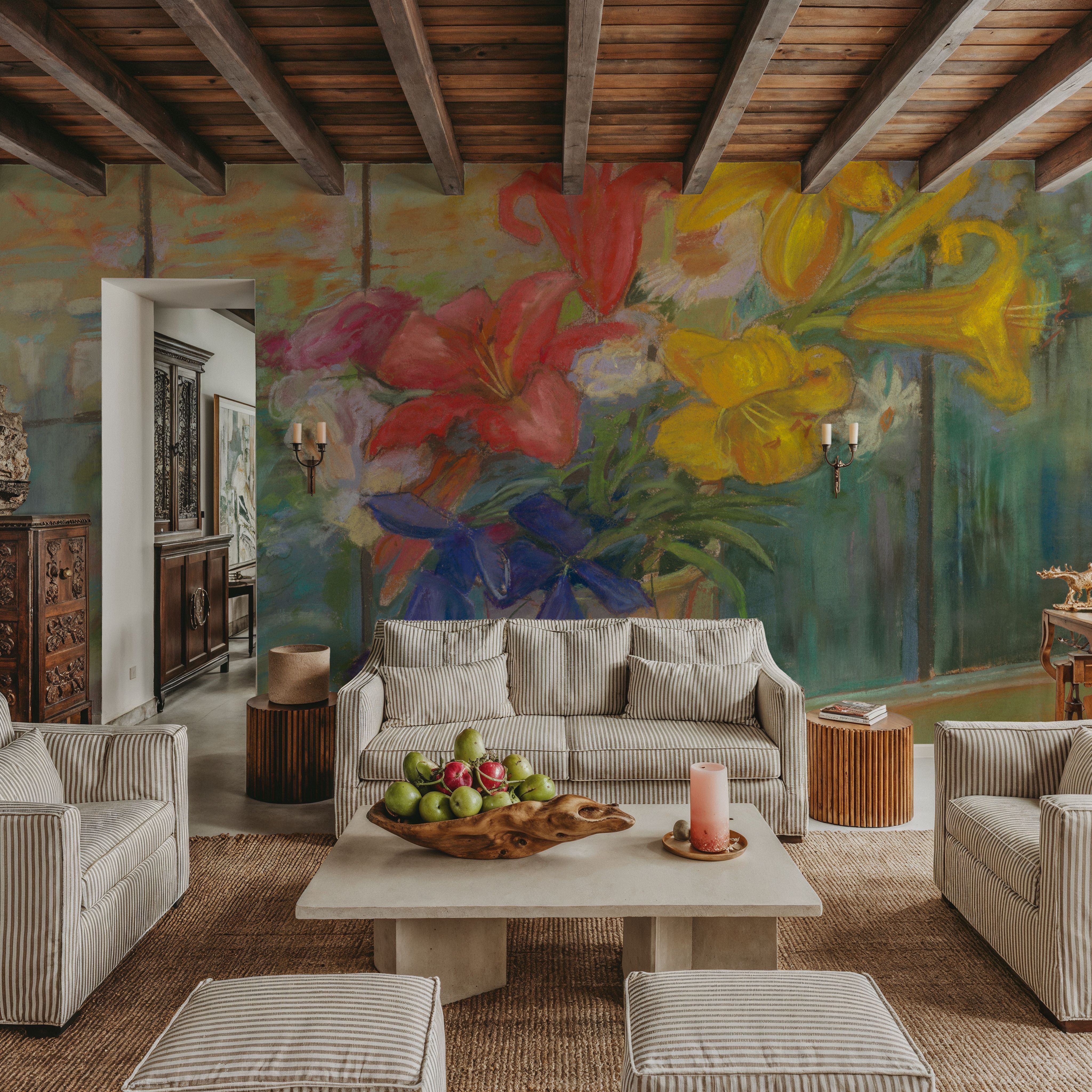 Vase of Colorful Lilies