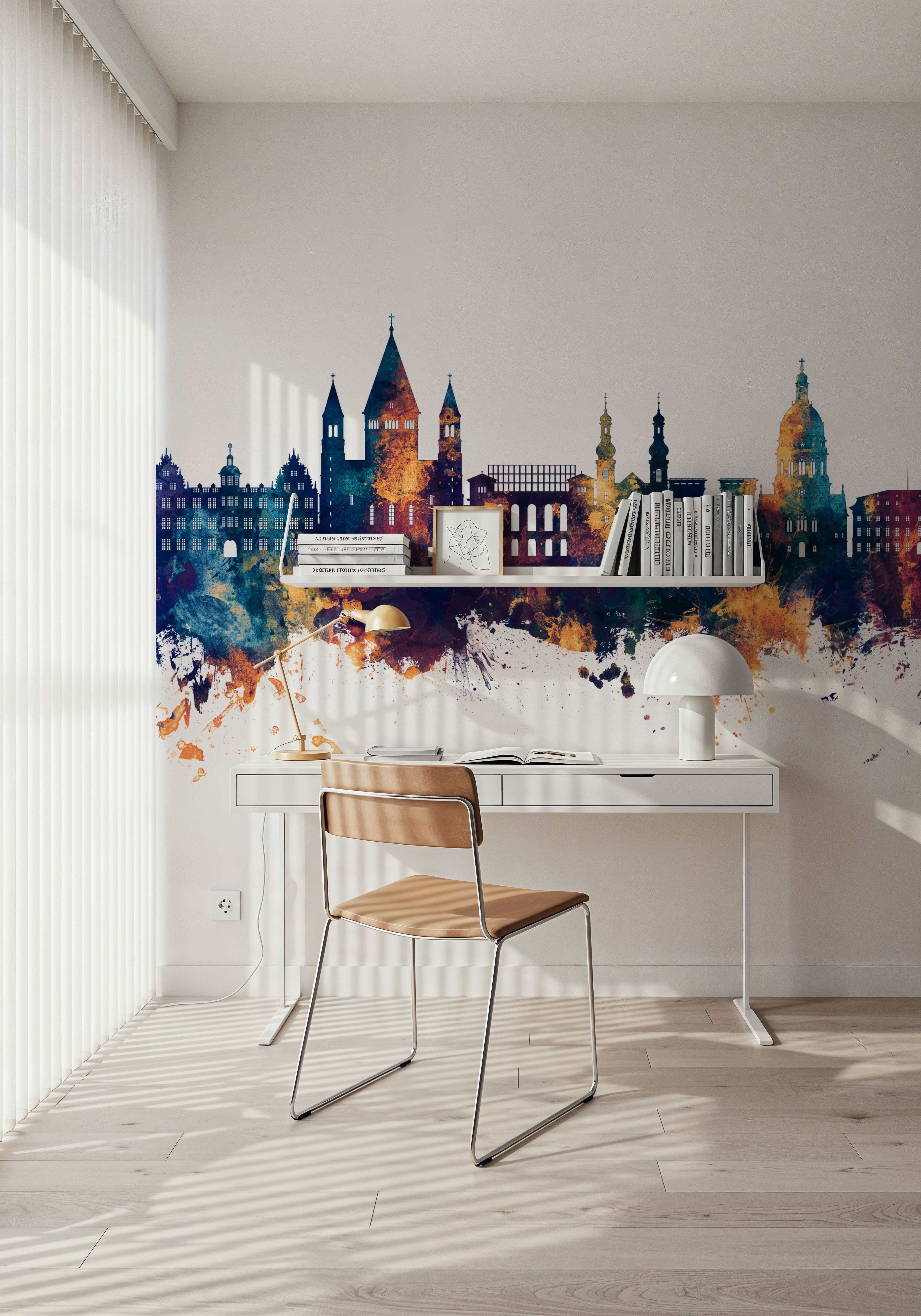 Mainz Germany Skyline Blue & Bronze