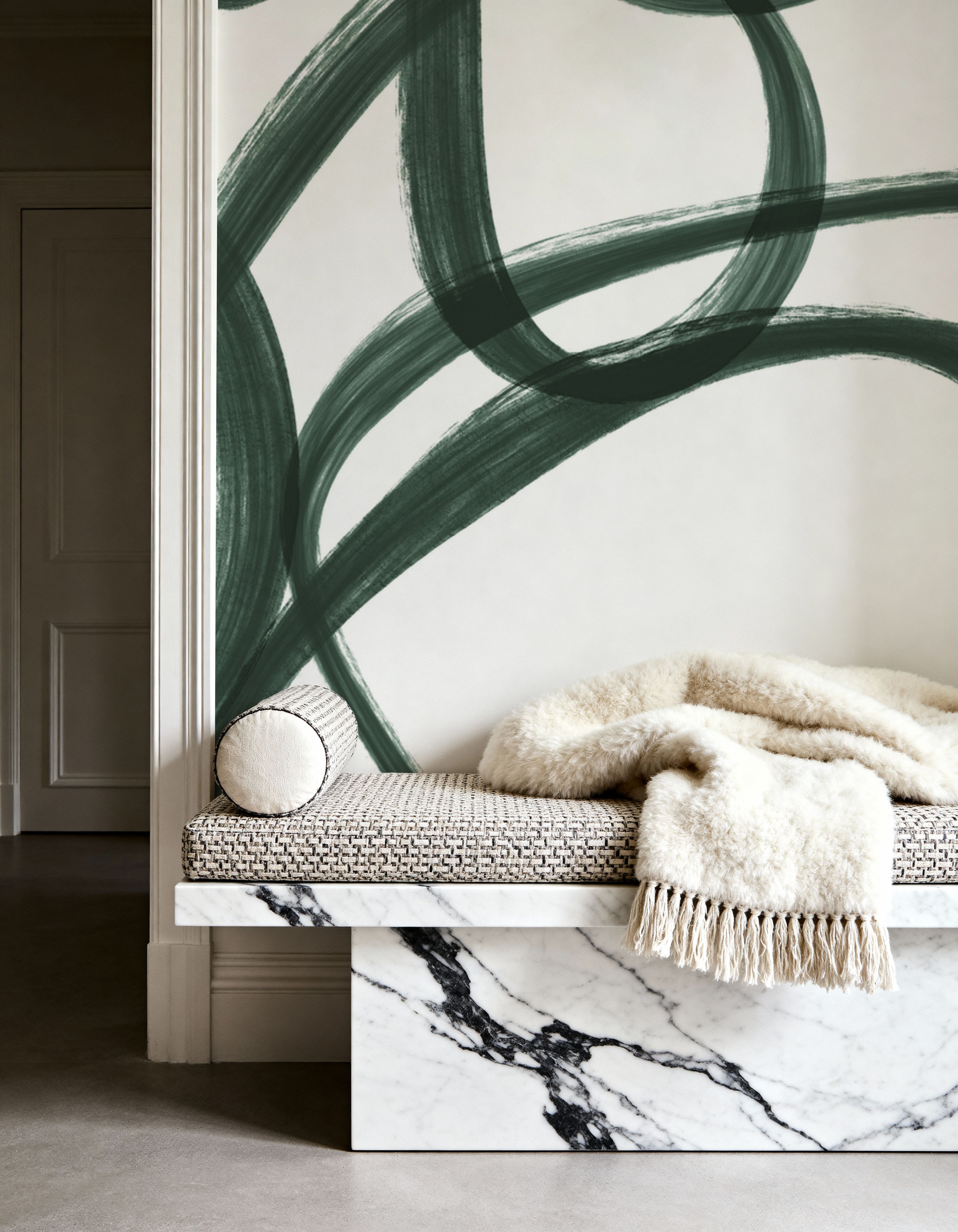 Curly Brush Lines, Salamander Green