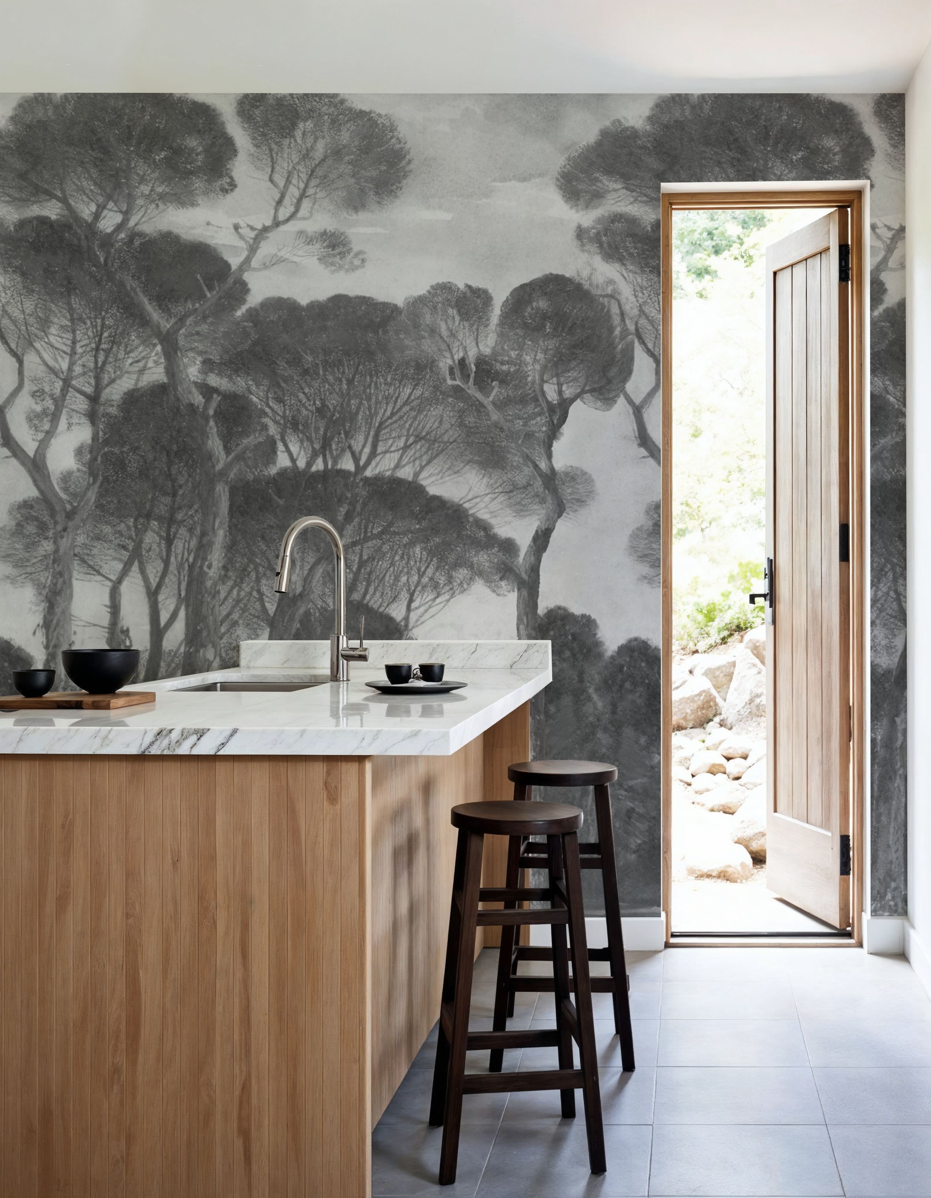 Umbrella Pines Landscape, Gray