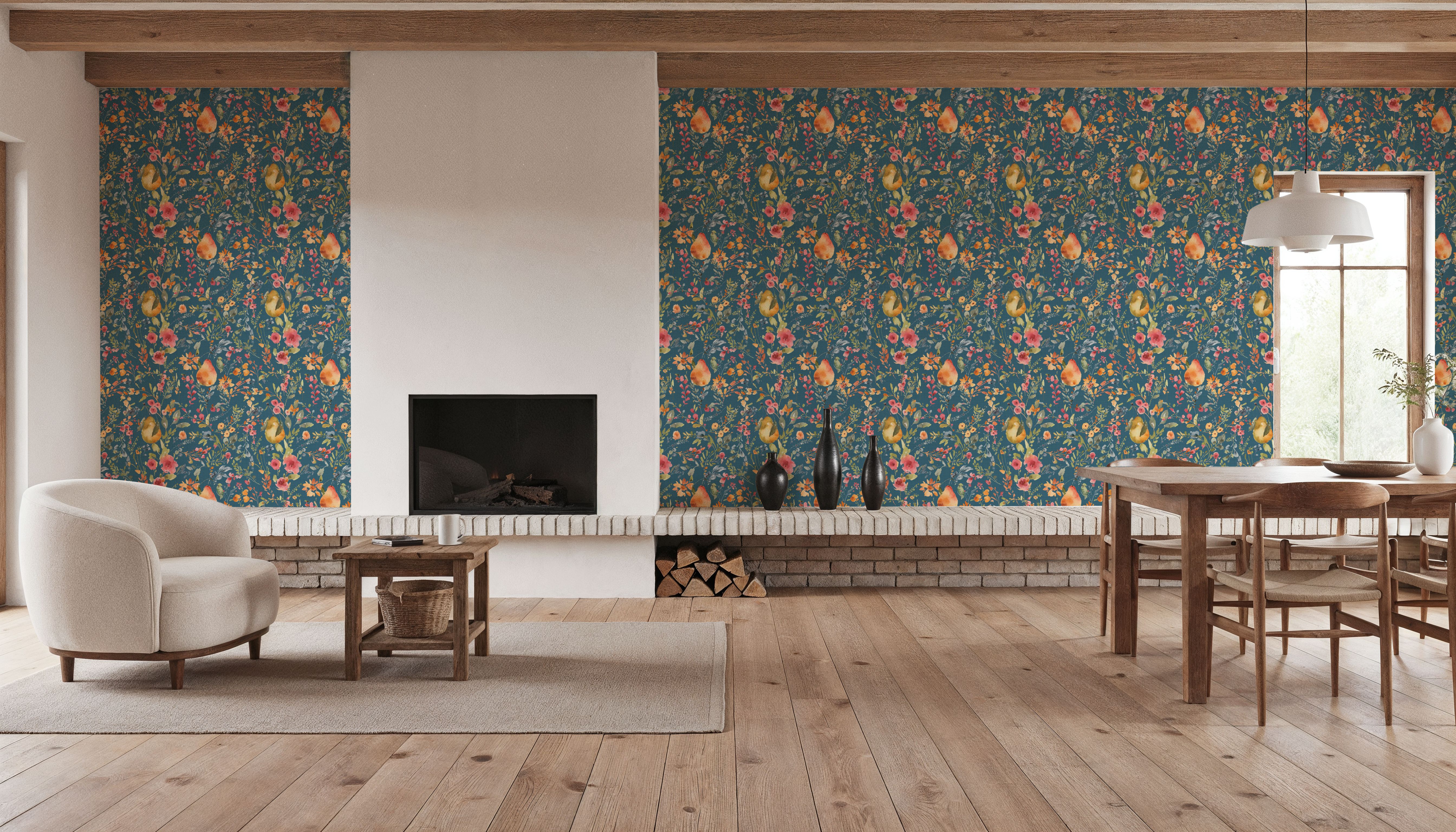 Time to Share Flowers and Pears Blue
