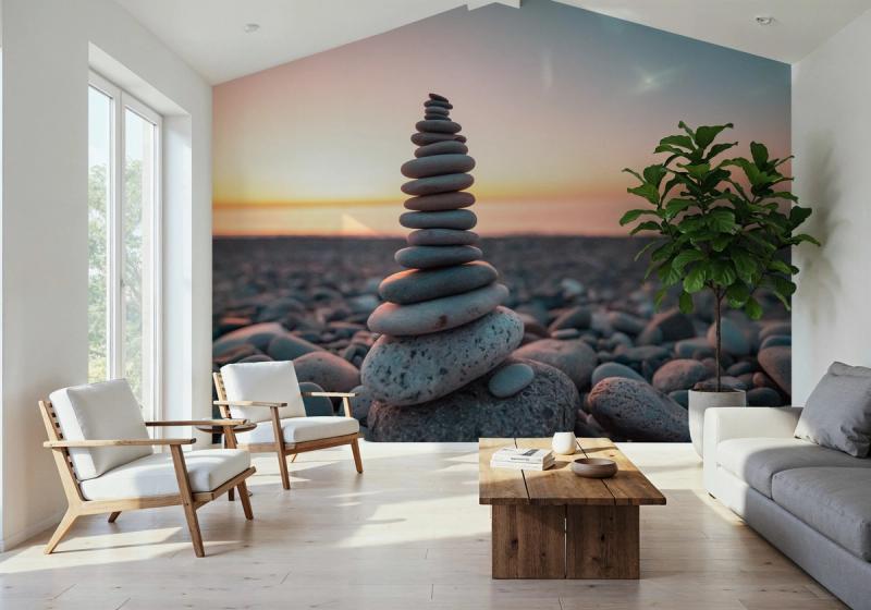 Zen Tower in Sunset papier peint panoramique 100% sans PVC et non toxique