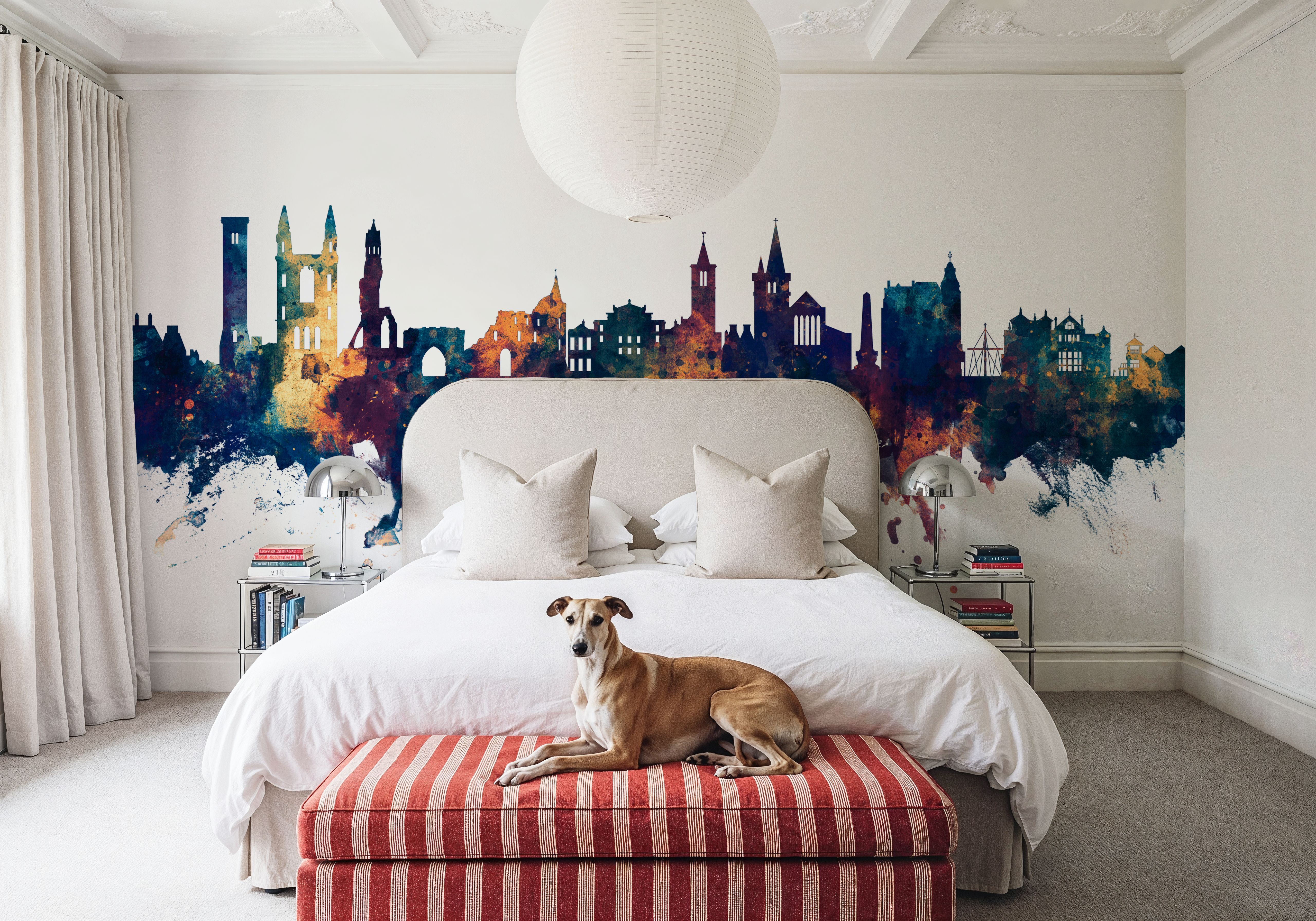 At Andrews Scotland Skyline Blue & Bronze, Behang