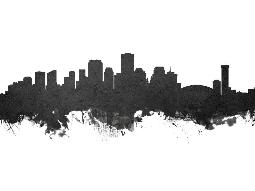 New Orleans Louisiana Skyline Black & White