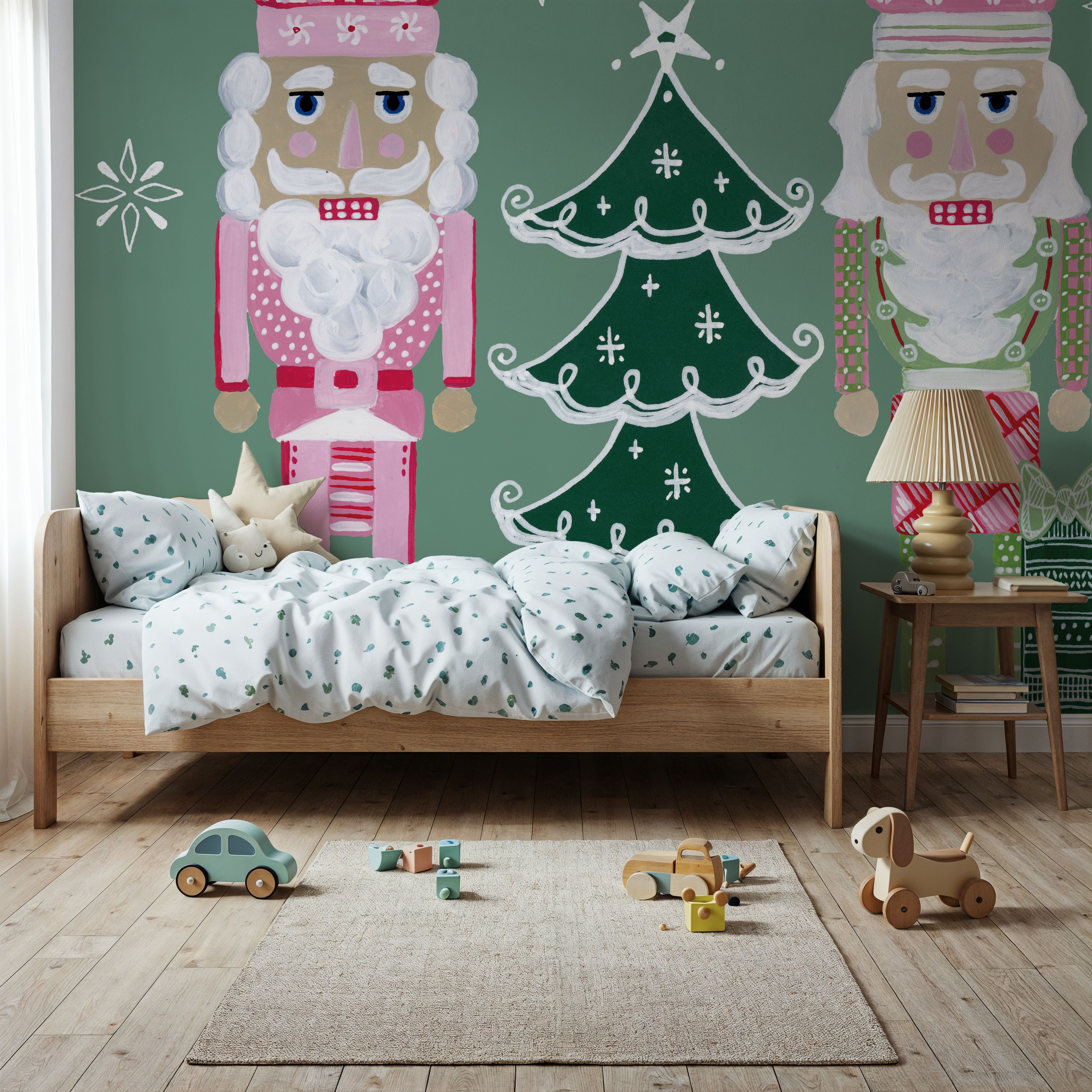 Wall Mural - Dreamland Nutcrackers V - Graphics Holiday mural wallpaper - Green - Kids' Room - Wallism US - Premium, Textured or Peel & Stick