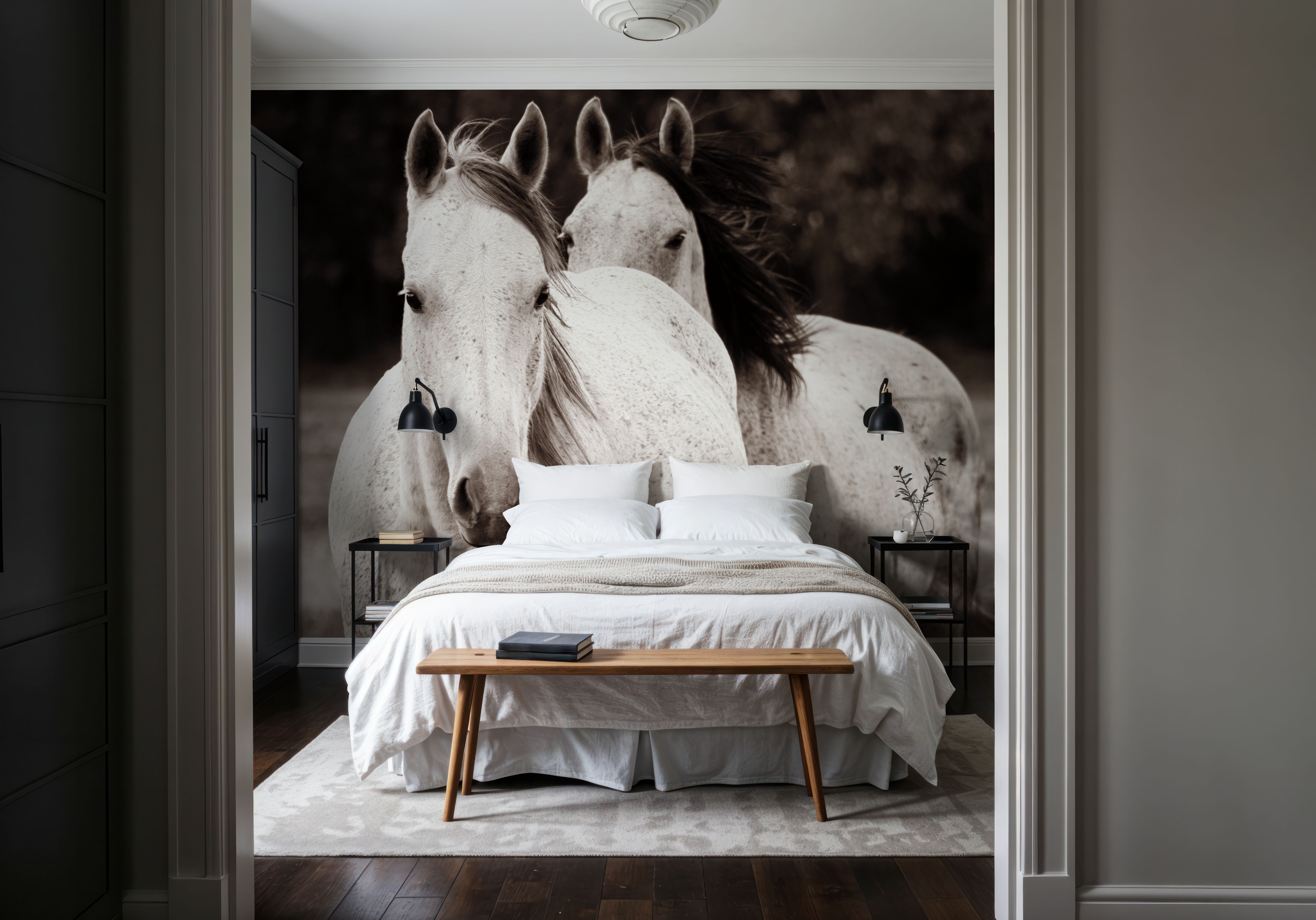 Two Wild Horses Sepia