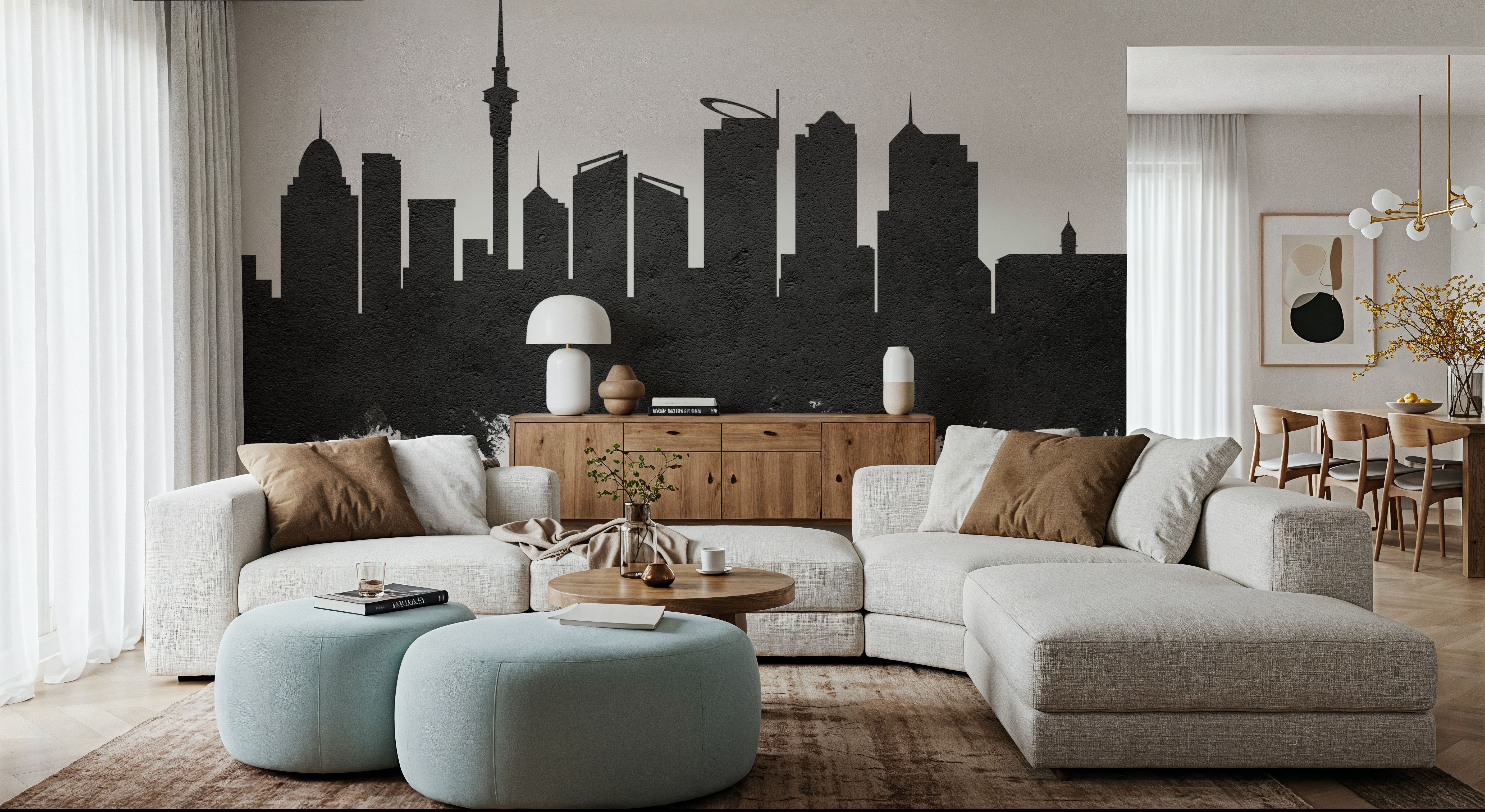Auckland New Zeeland Skyline Black & White