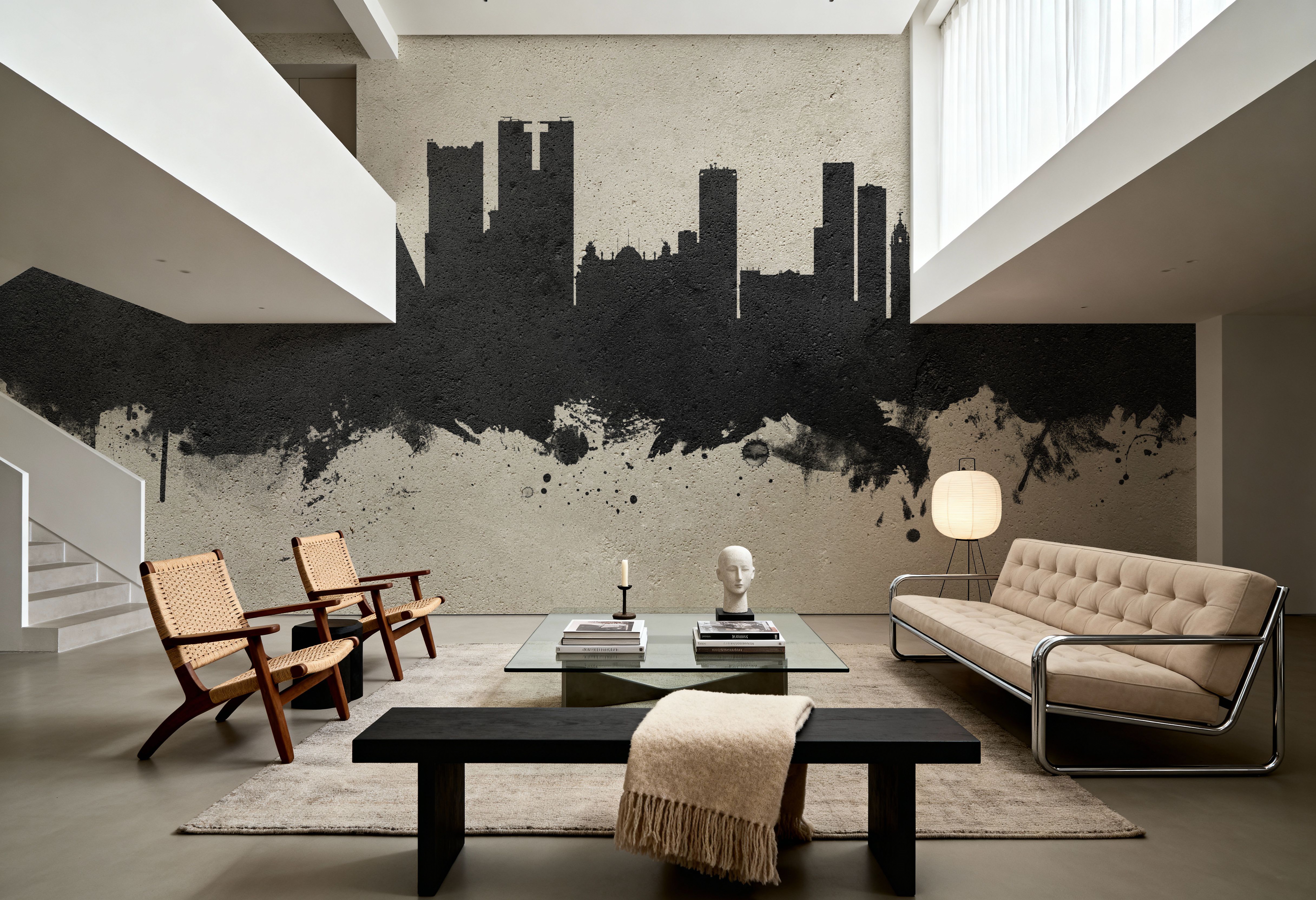 Wall Mural - Rio de Janeiro Brazil Skyline Concrete - Gray - Hallway staircases - Wallism UK - Premium, Textured or Peel & Stick