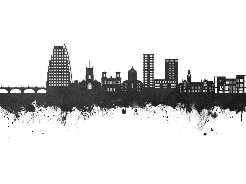 Kingston upon Thames England Skyline Black & White