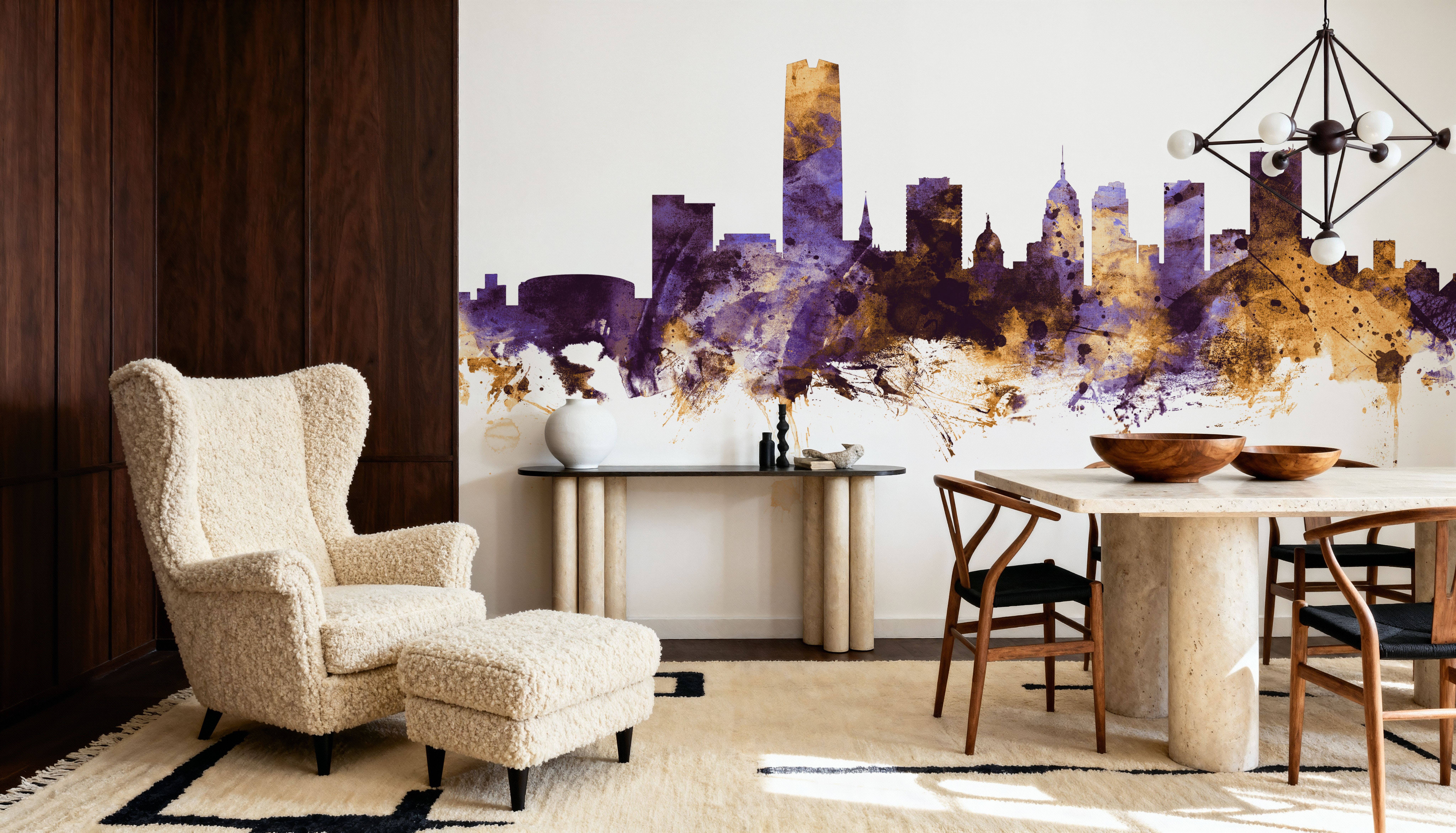 Oklahoma City Skyline Purple & Gold, Wallpaper