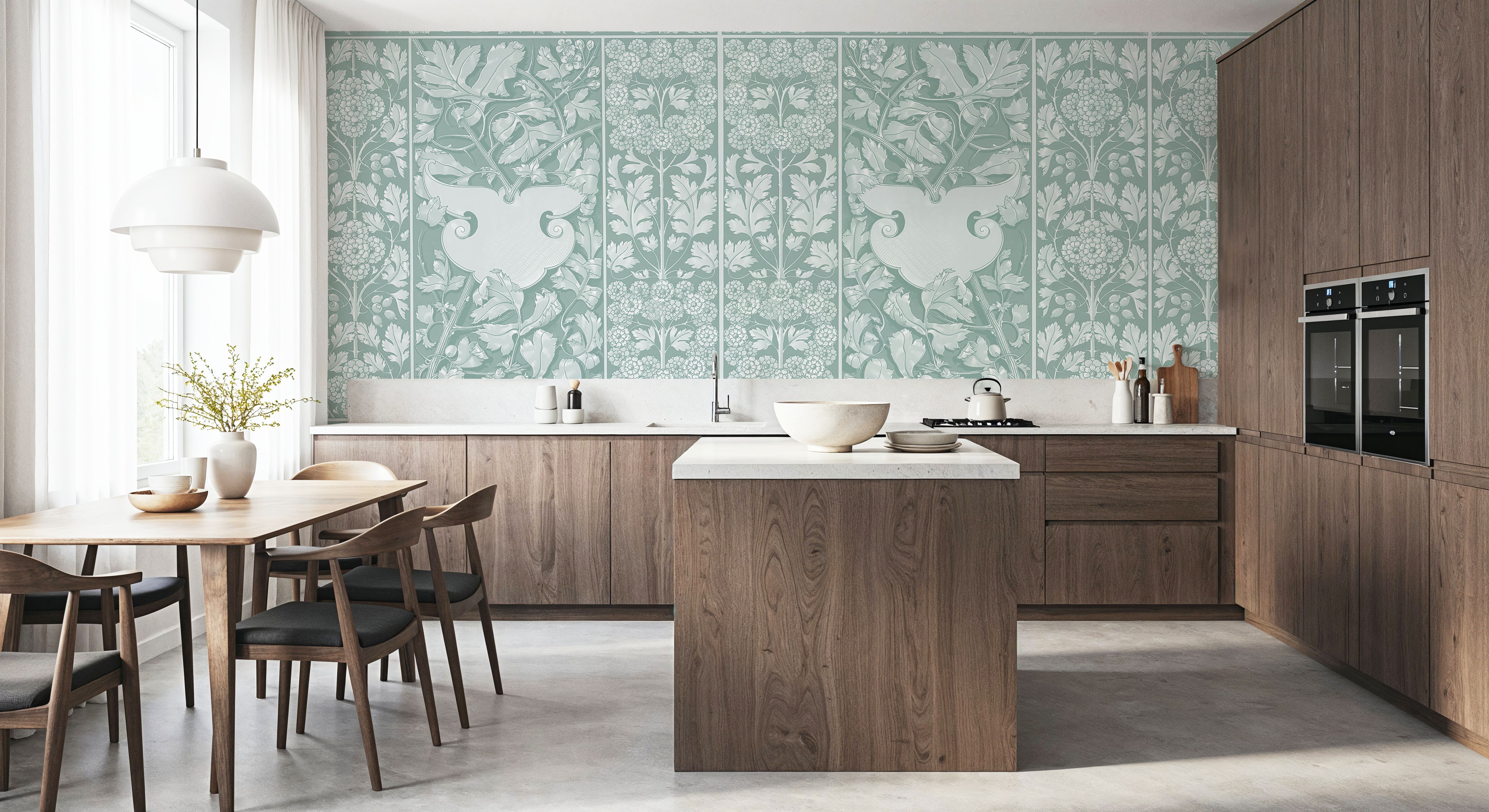 Flowers and Berries Teal