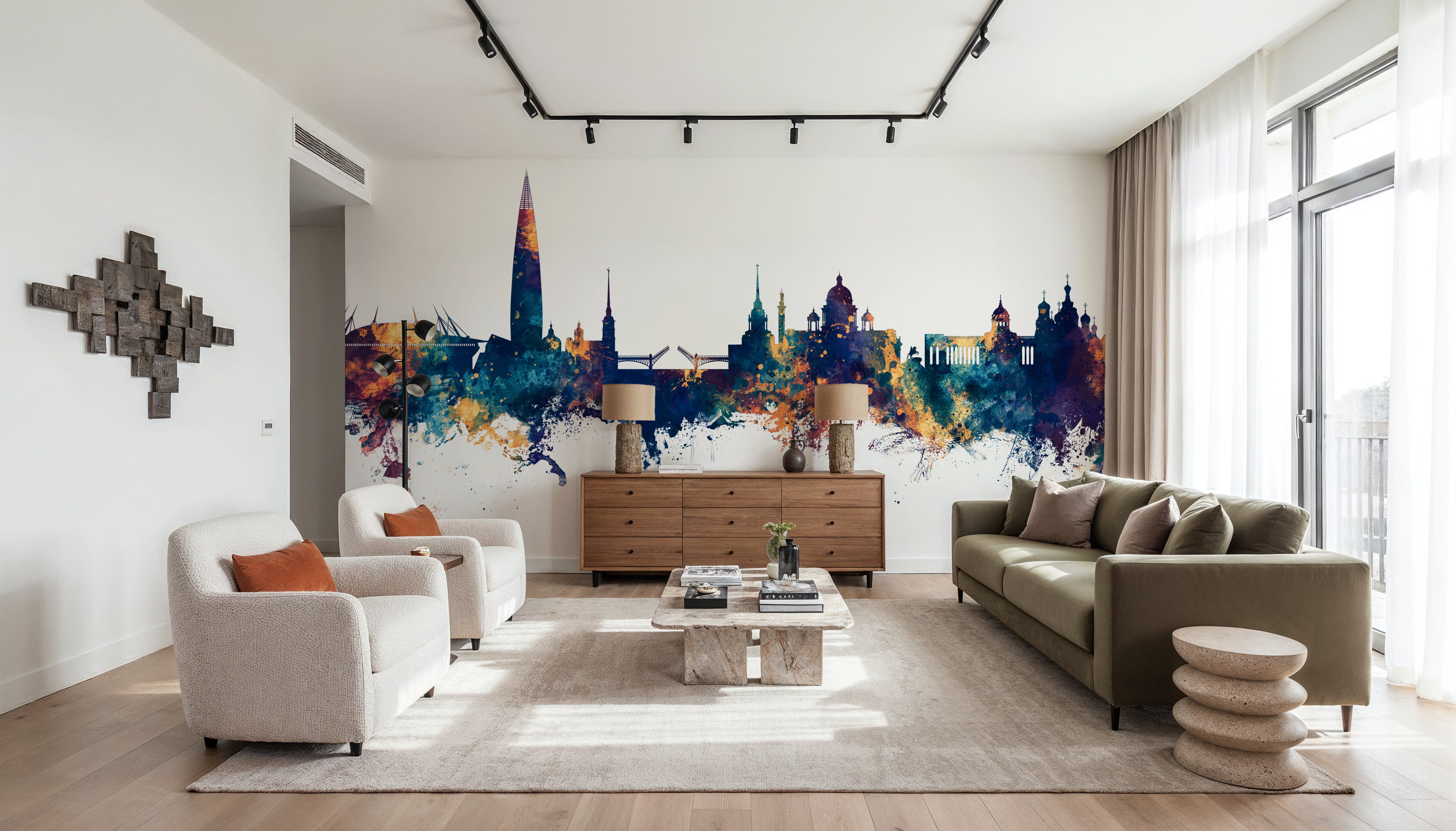 St Petersbug Russia Skyline Blue & Bronze