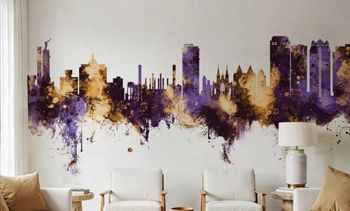 Birmingham Alabama Skyline Purple & Gold