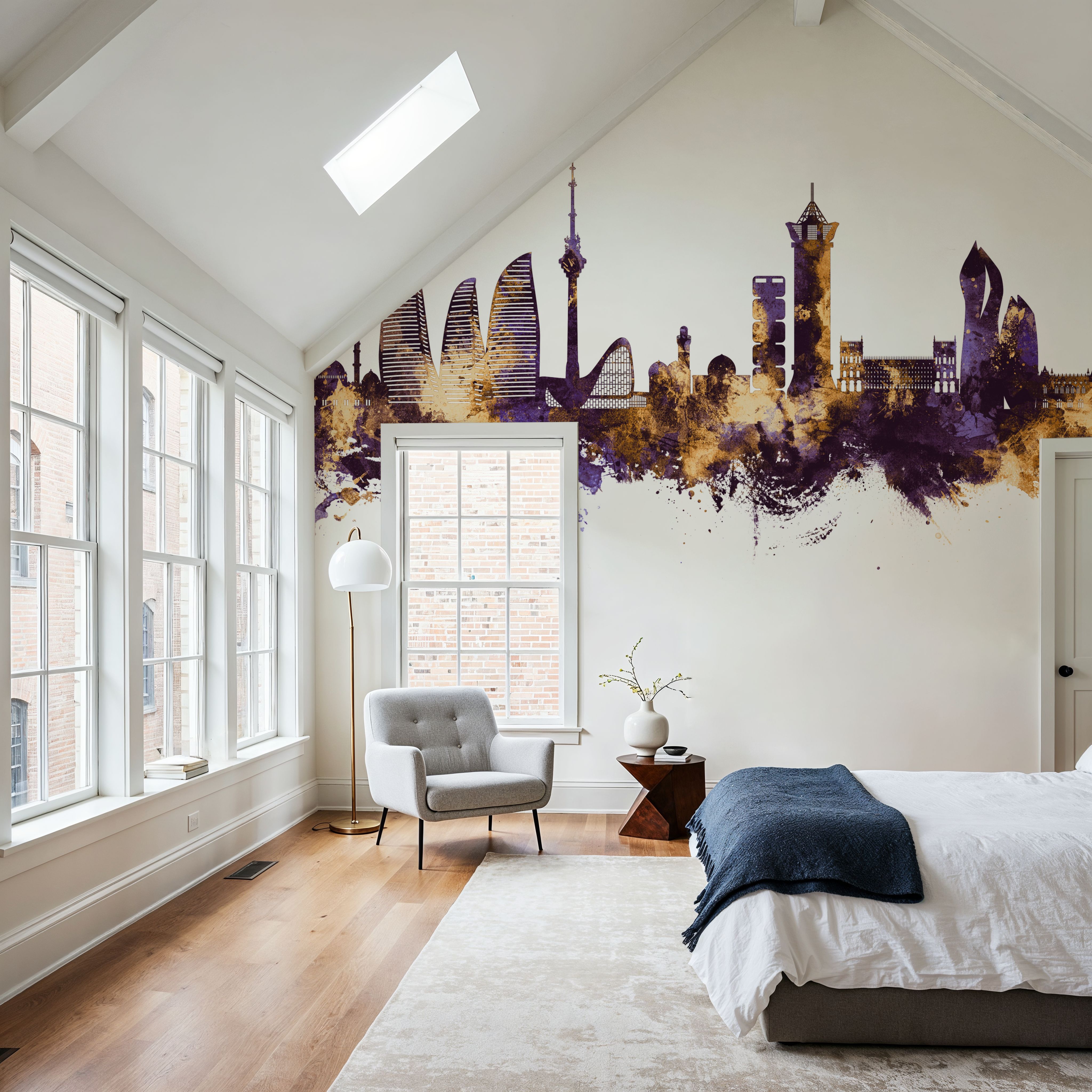 Baku Skyline Purple & Gold