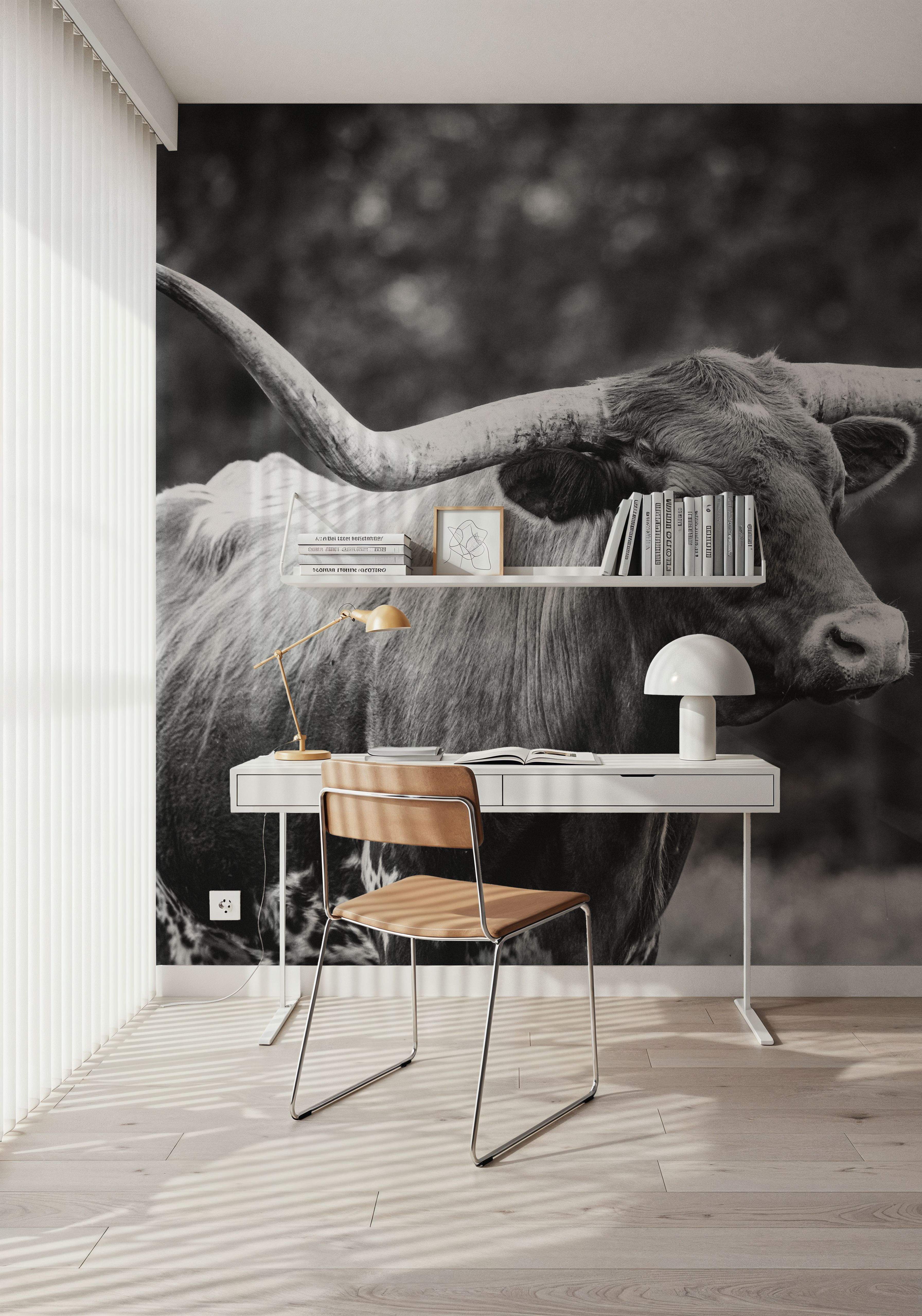 Longhorn Side Eye BW