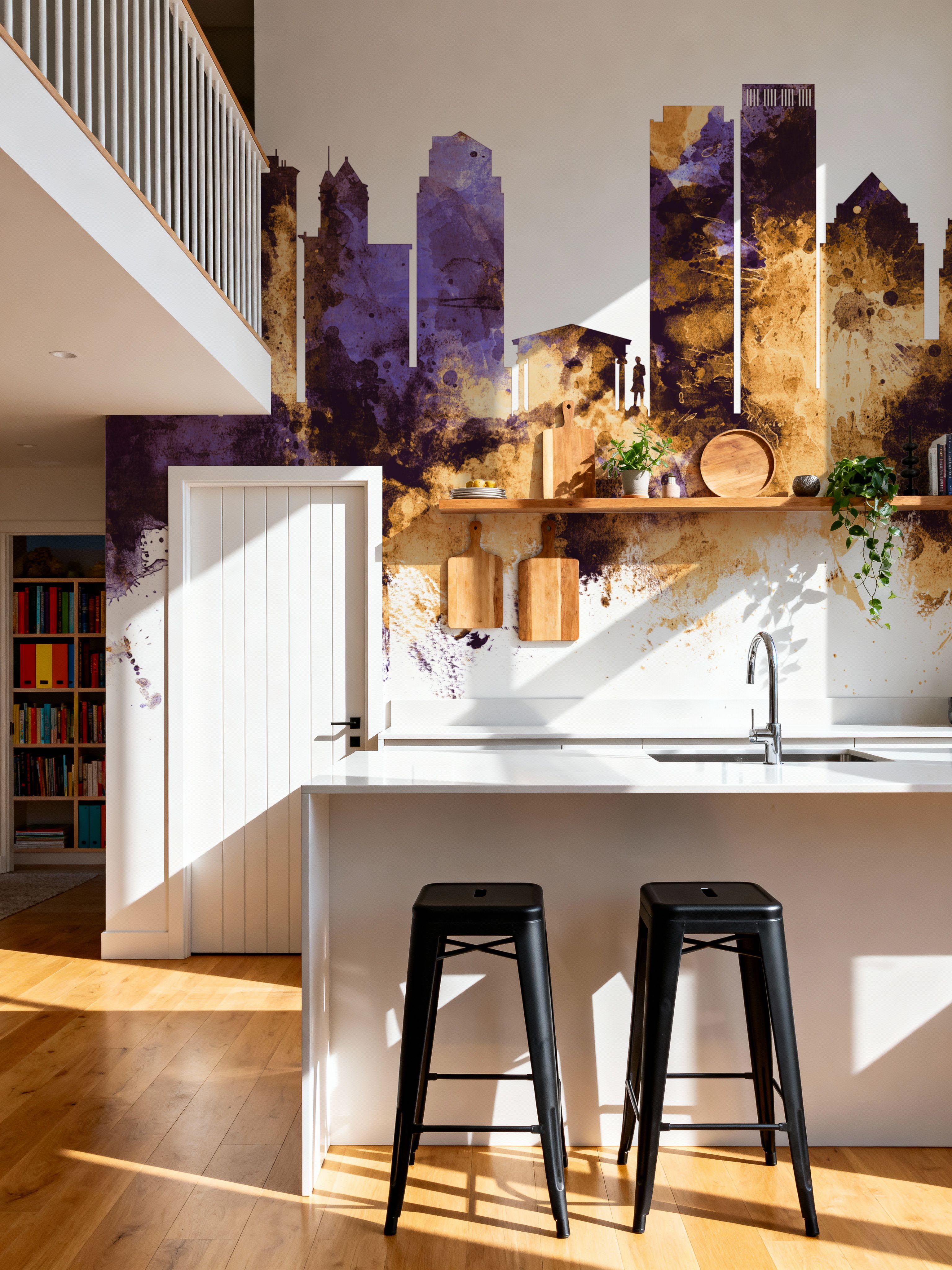 Dayton Ohio skyline Purple & Gold