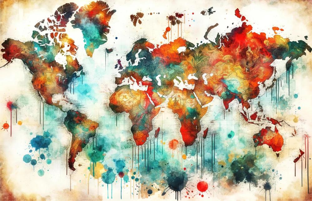 Watercolor Historical World Map
