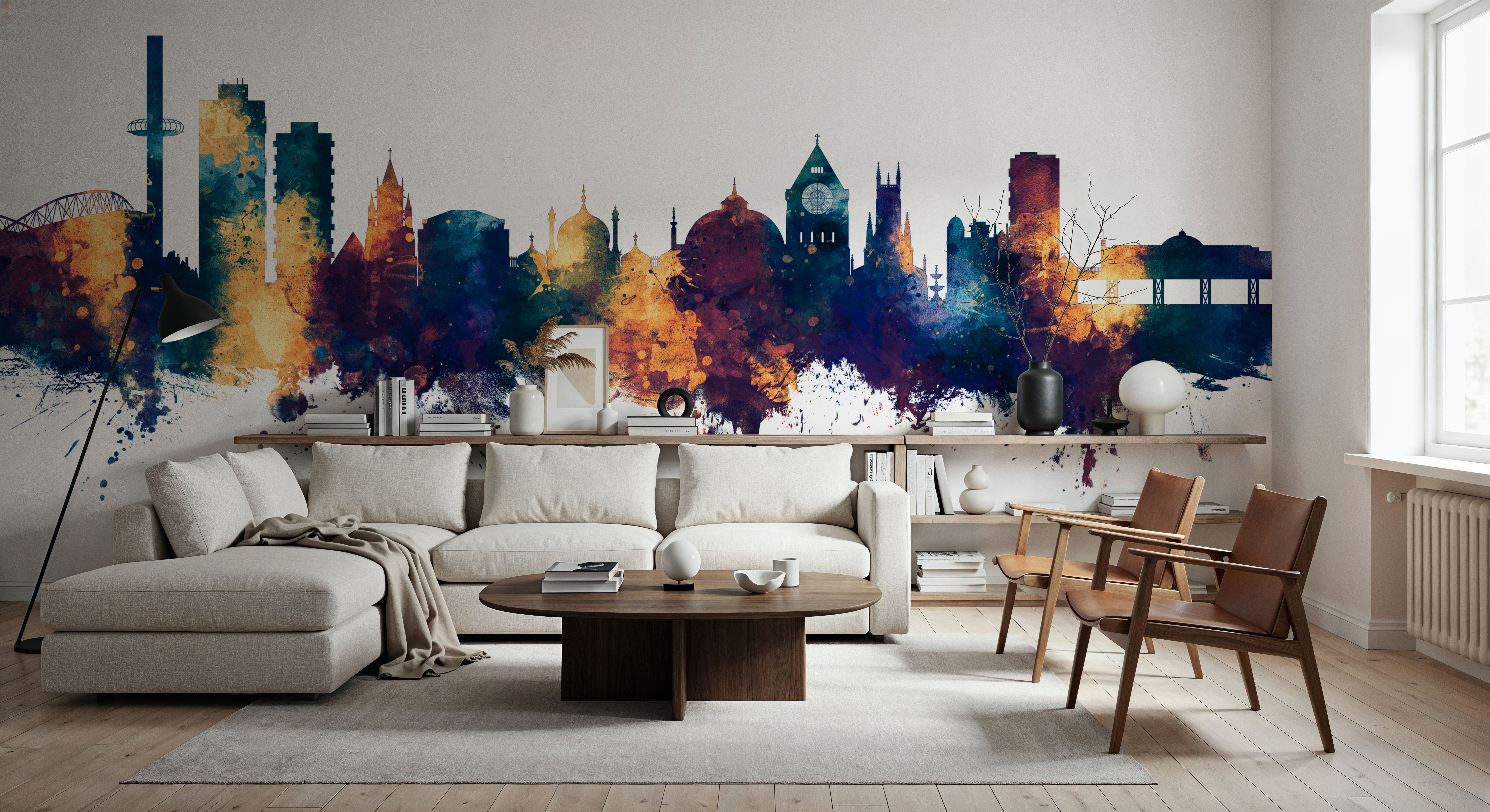 Brighton England Skyline Blue & Bronze, Wallpaper