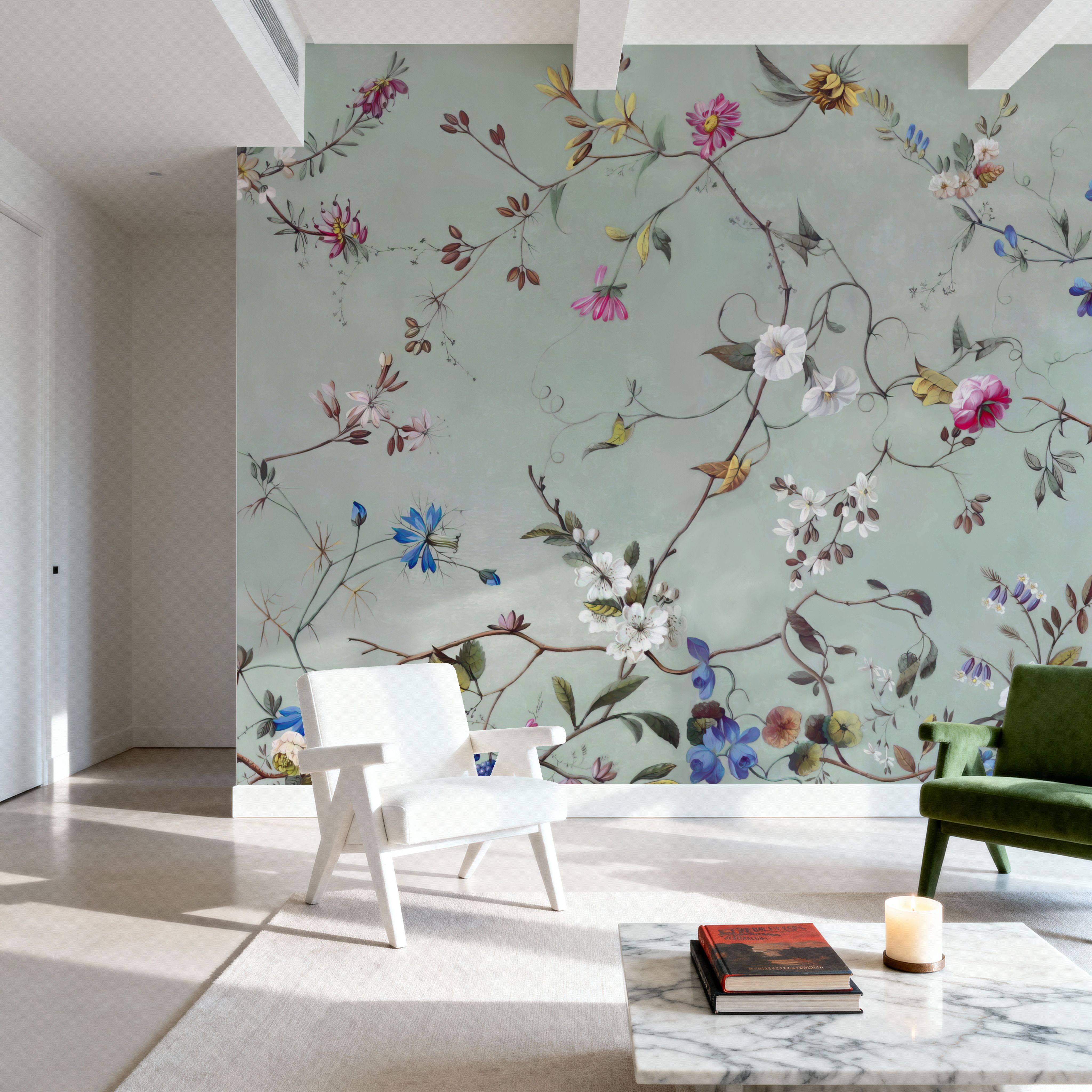 Floral Heaven, Vibrant on Sage