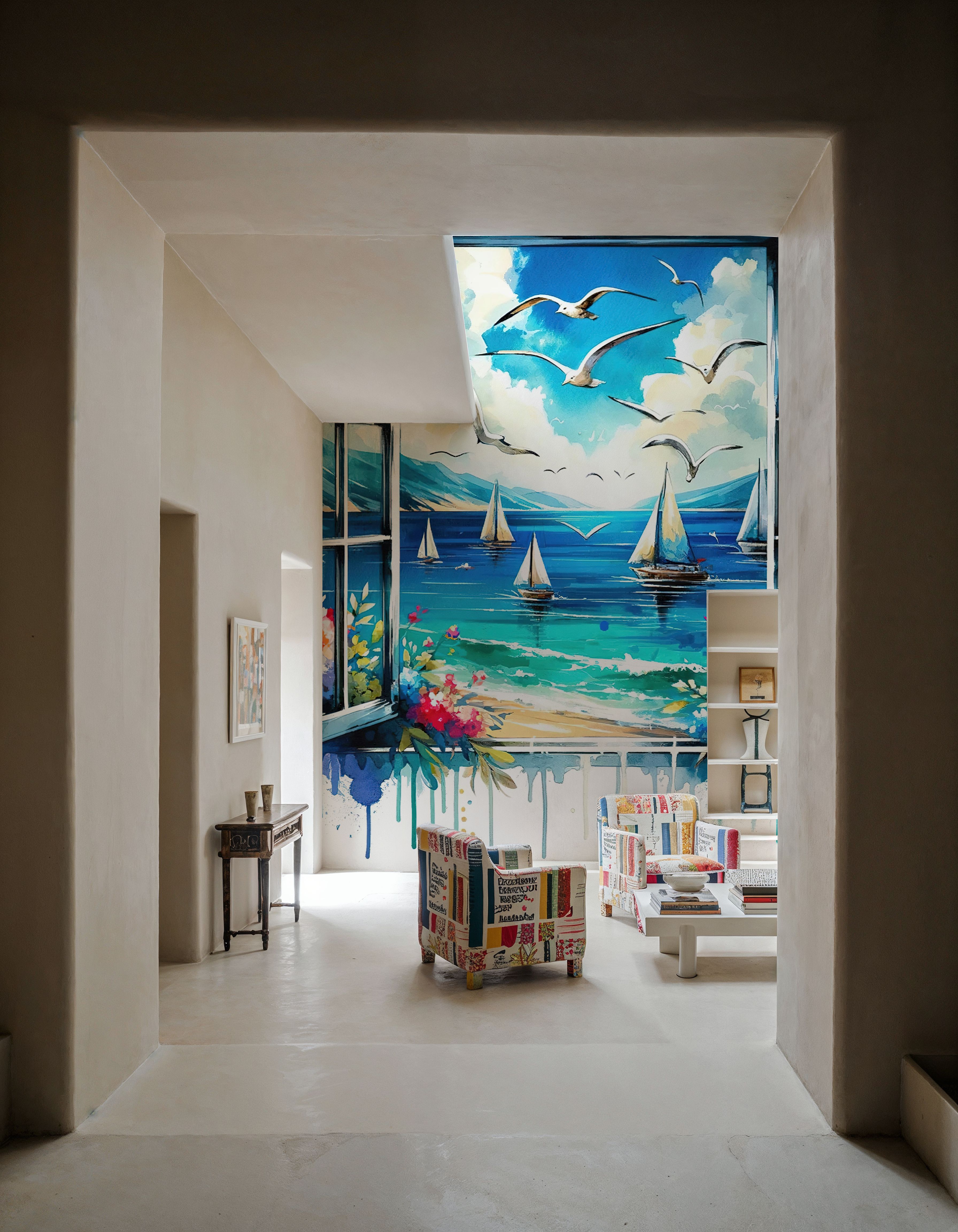 Seaside View from Open Window