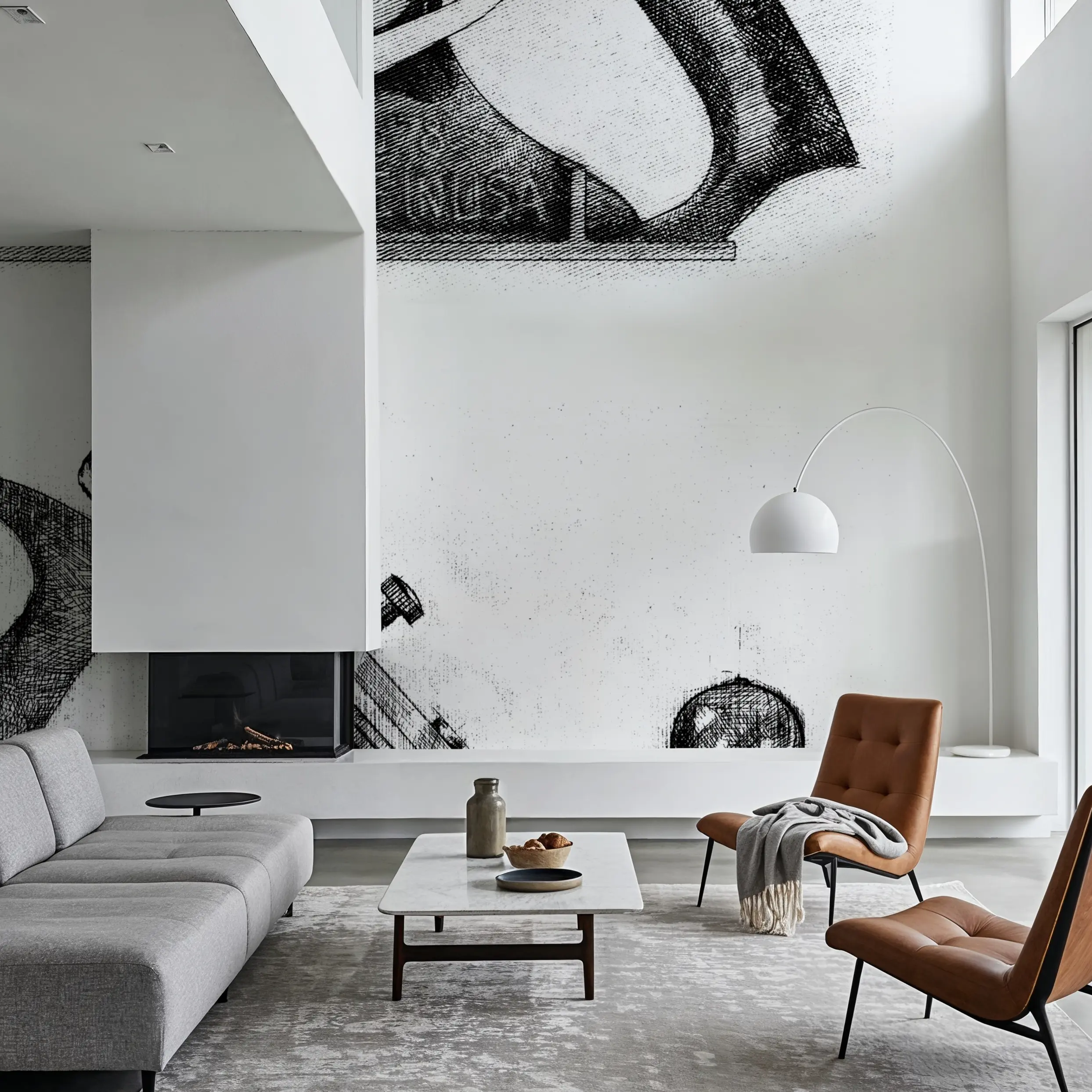 Papier Peint Panoramique - Shed Planes - Loisirs - Gris - Salle à manger - Wallism Belgique - Encollage au mur ou Autocollant