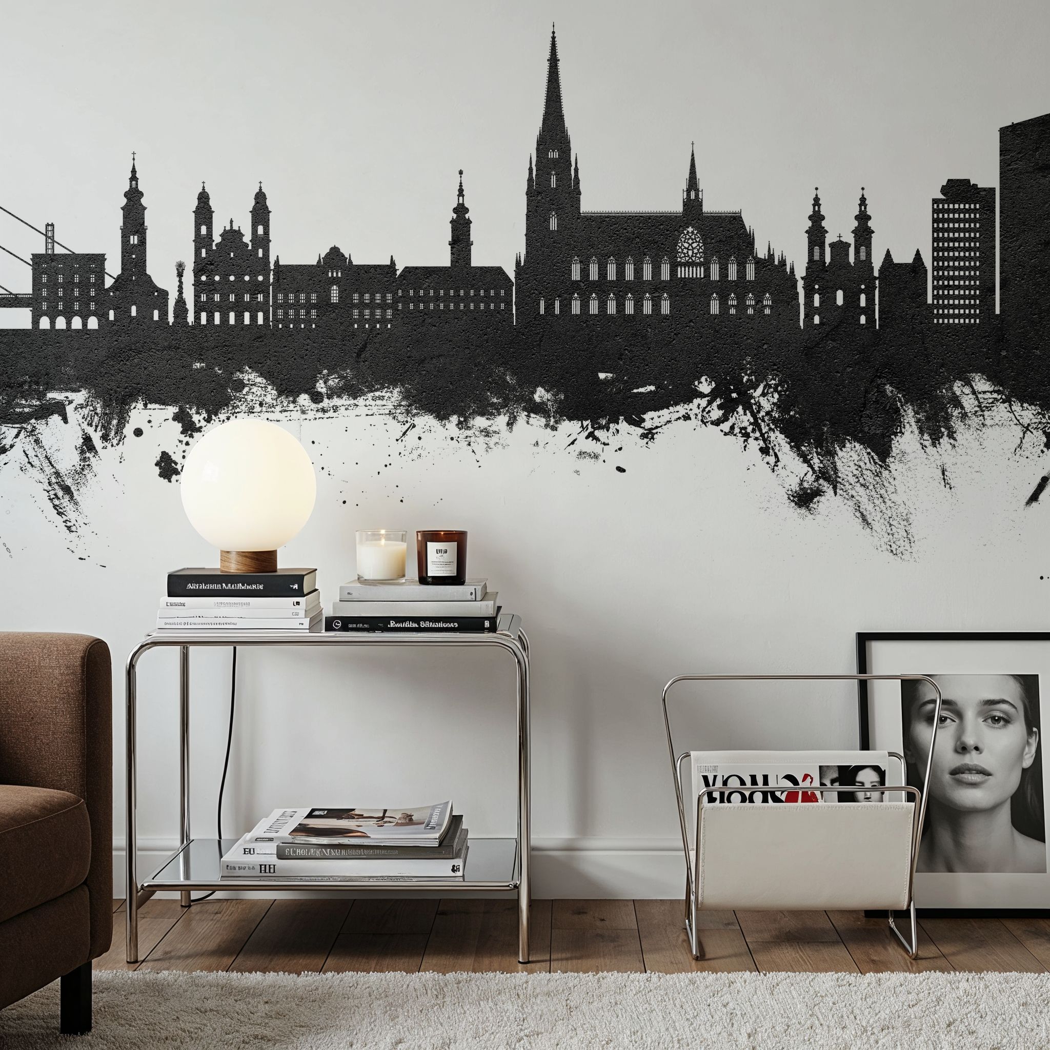 Linz Austria Skyline Black & White