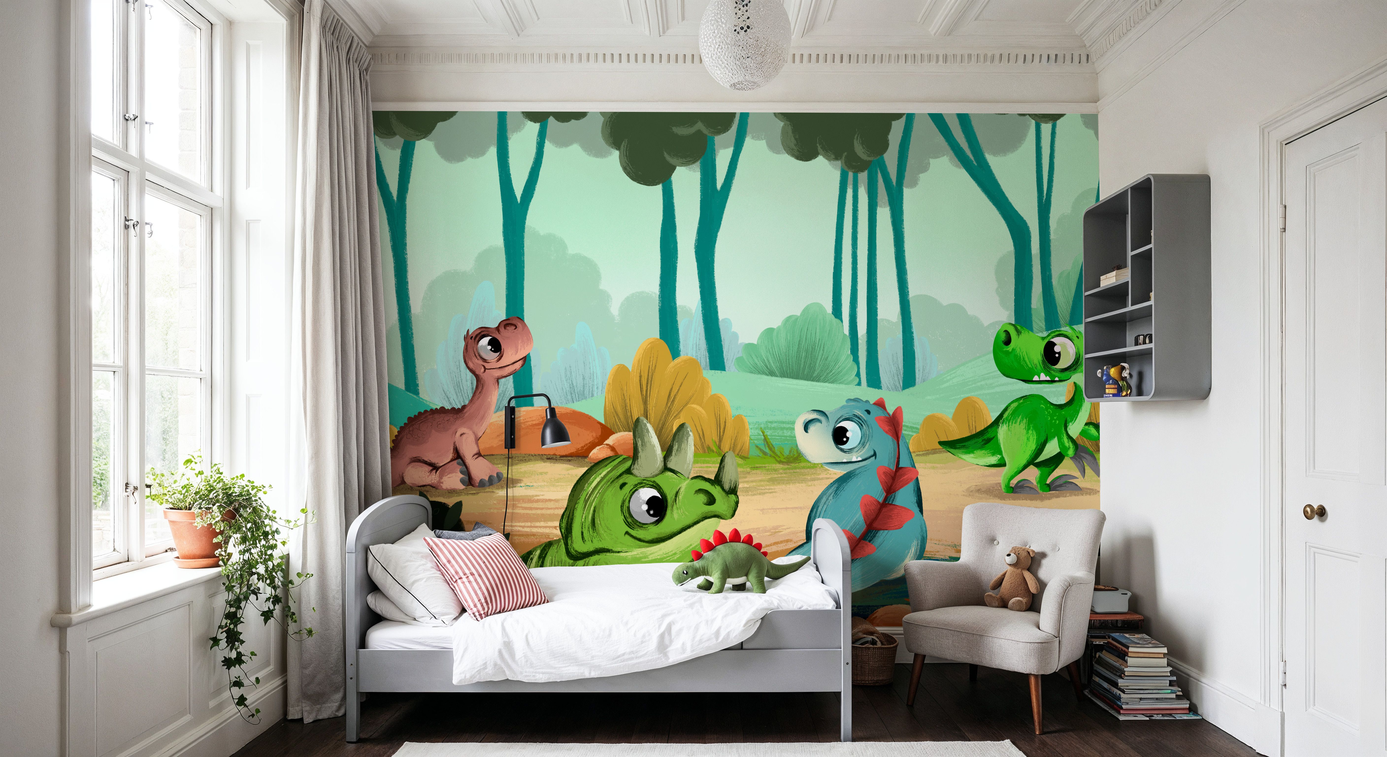 Cute Baby Dinosaur Friends, Wallpaper