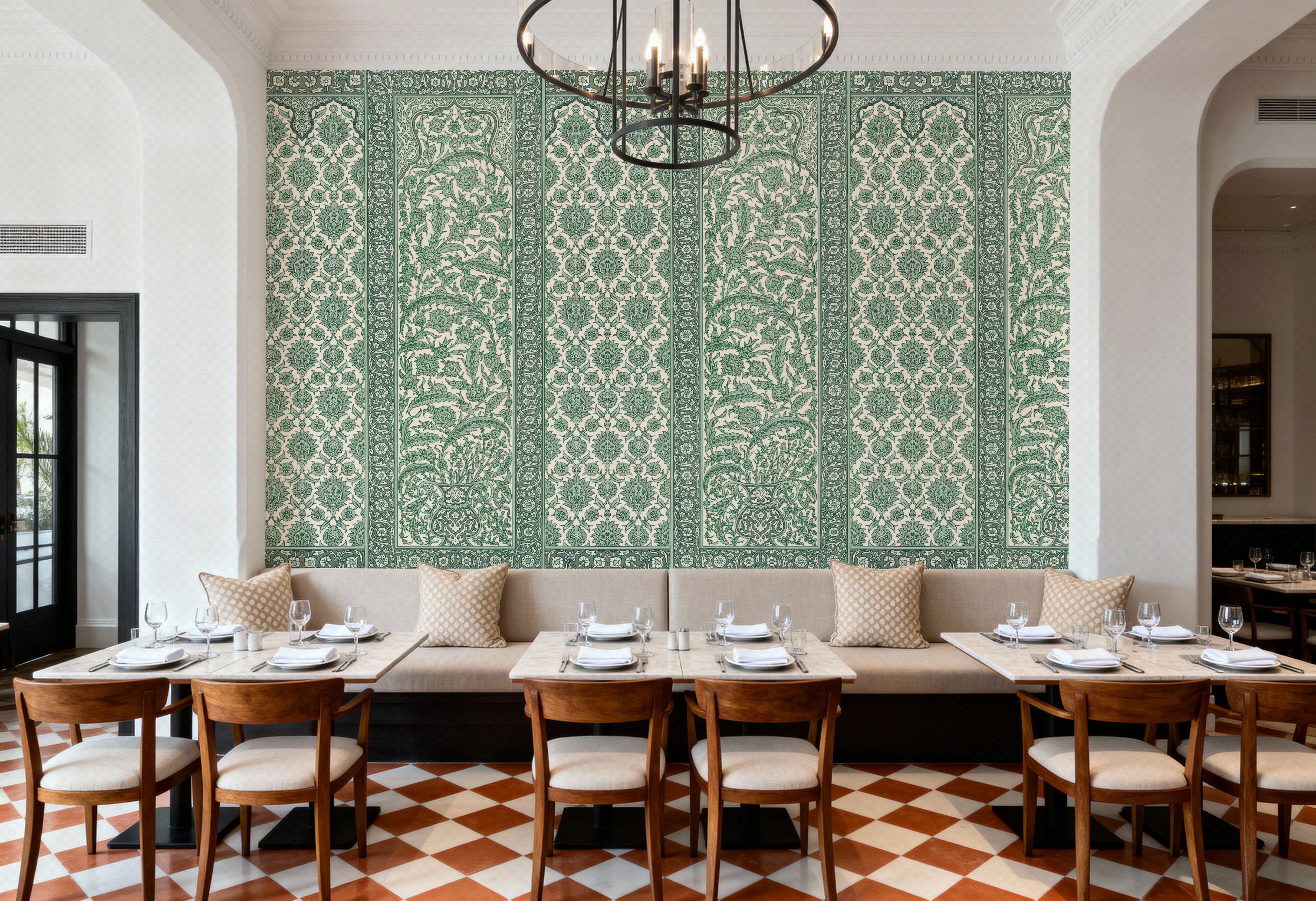 Riad Ornaments, Forest Green, Carte da parati