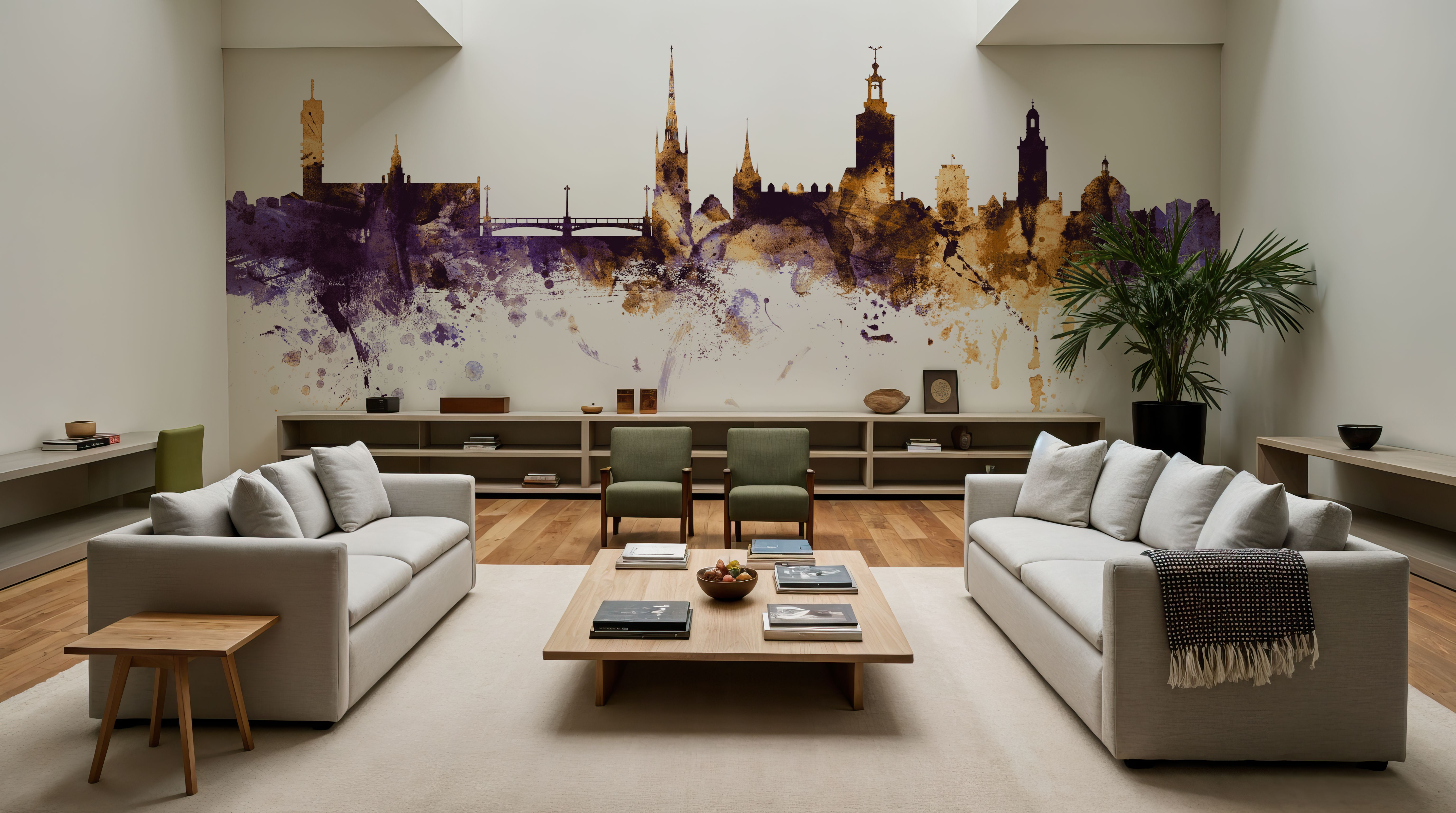 Stockholm Skyline Purple & Gold, Papier peint