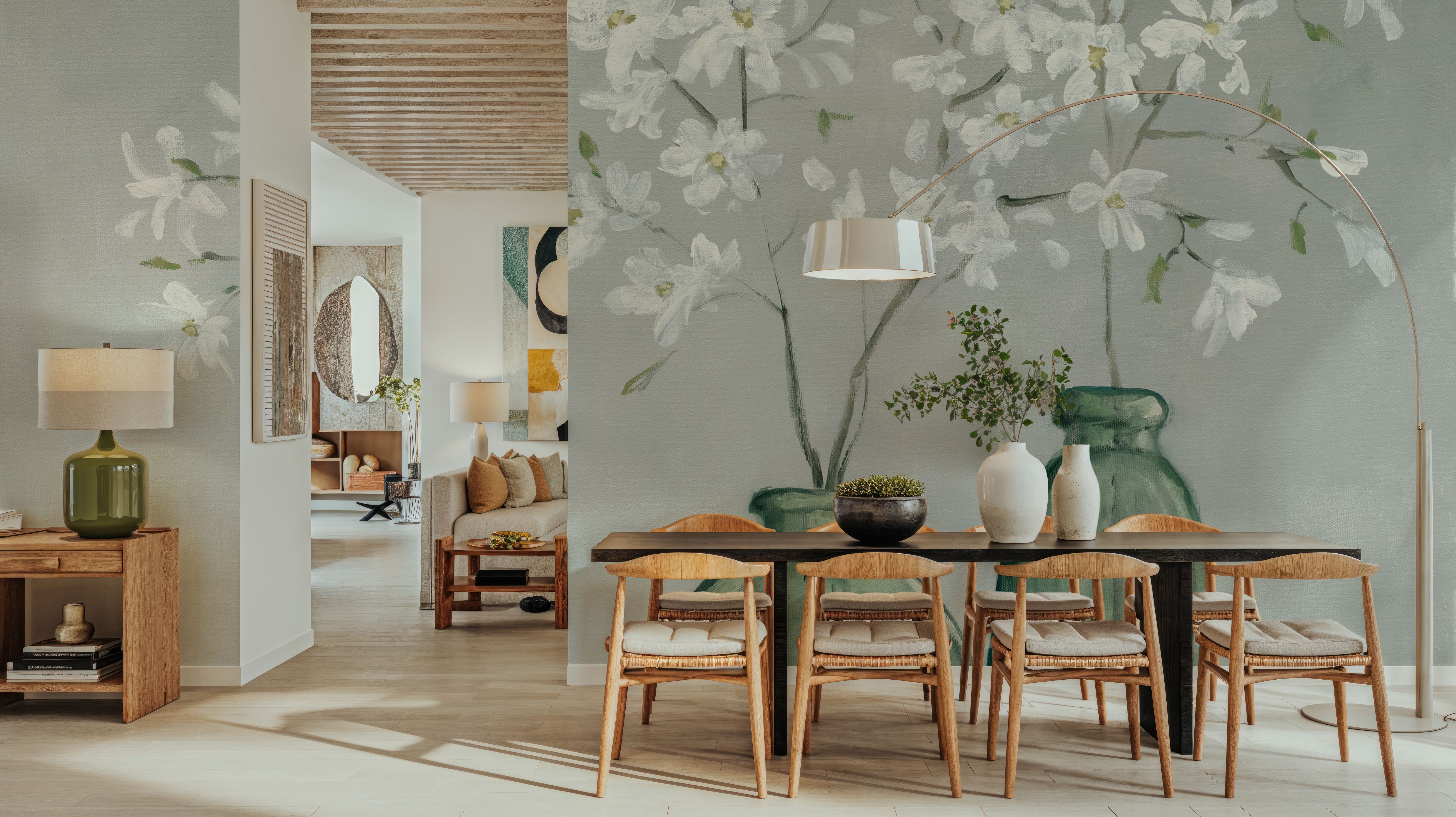 Spring Delight Dark Green, Wallpaper