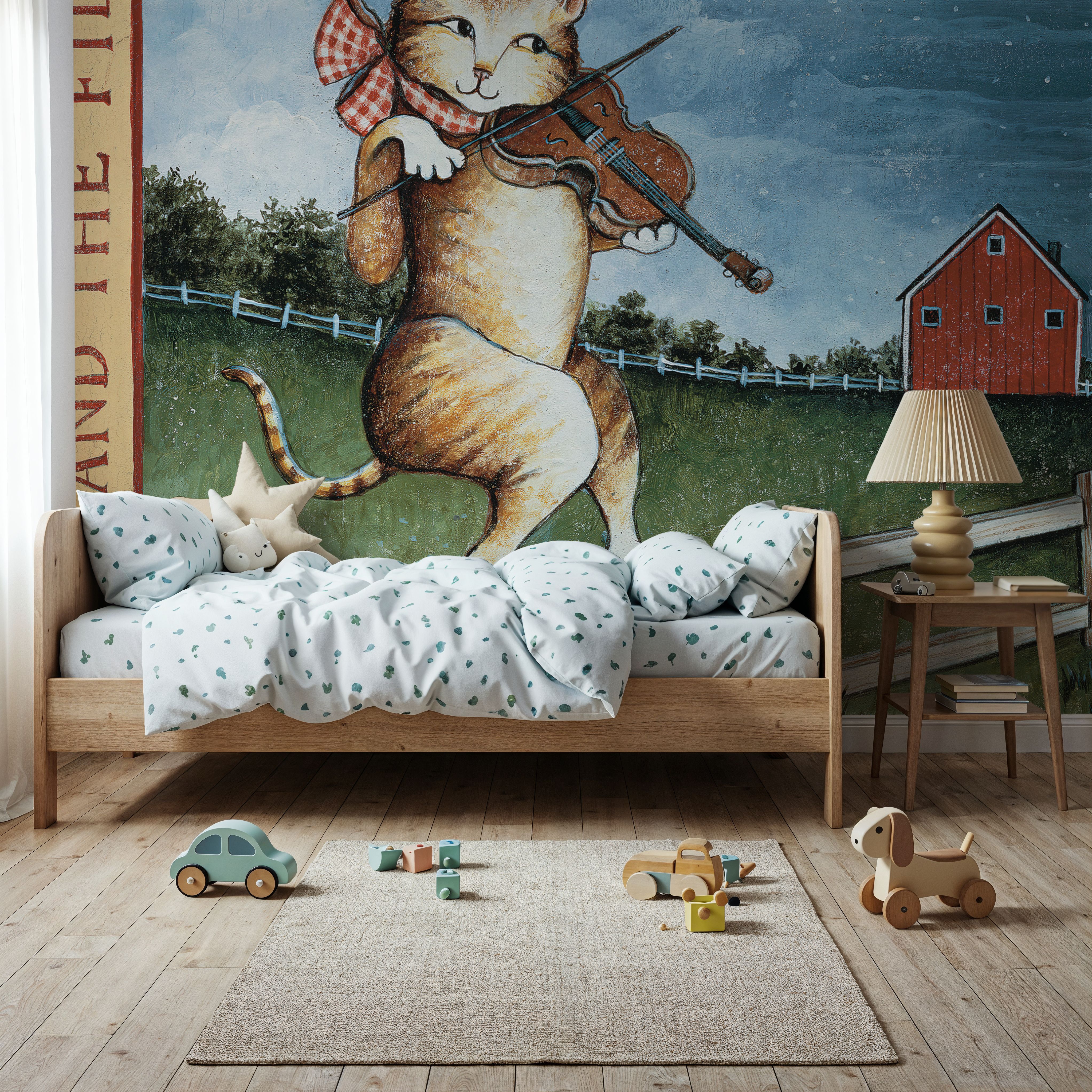 Fotomural - Hey Diddle Diddle - Folk Animales - Habitación Infantil - Wallism España - Pegar en la pared o Autoadhesivo