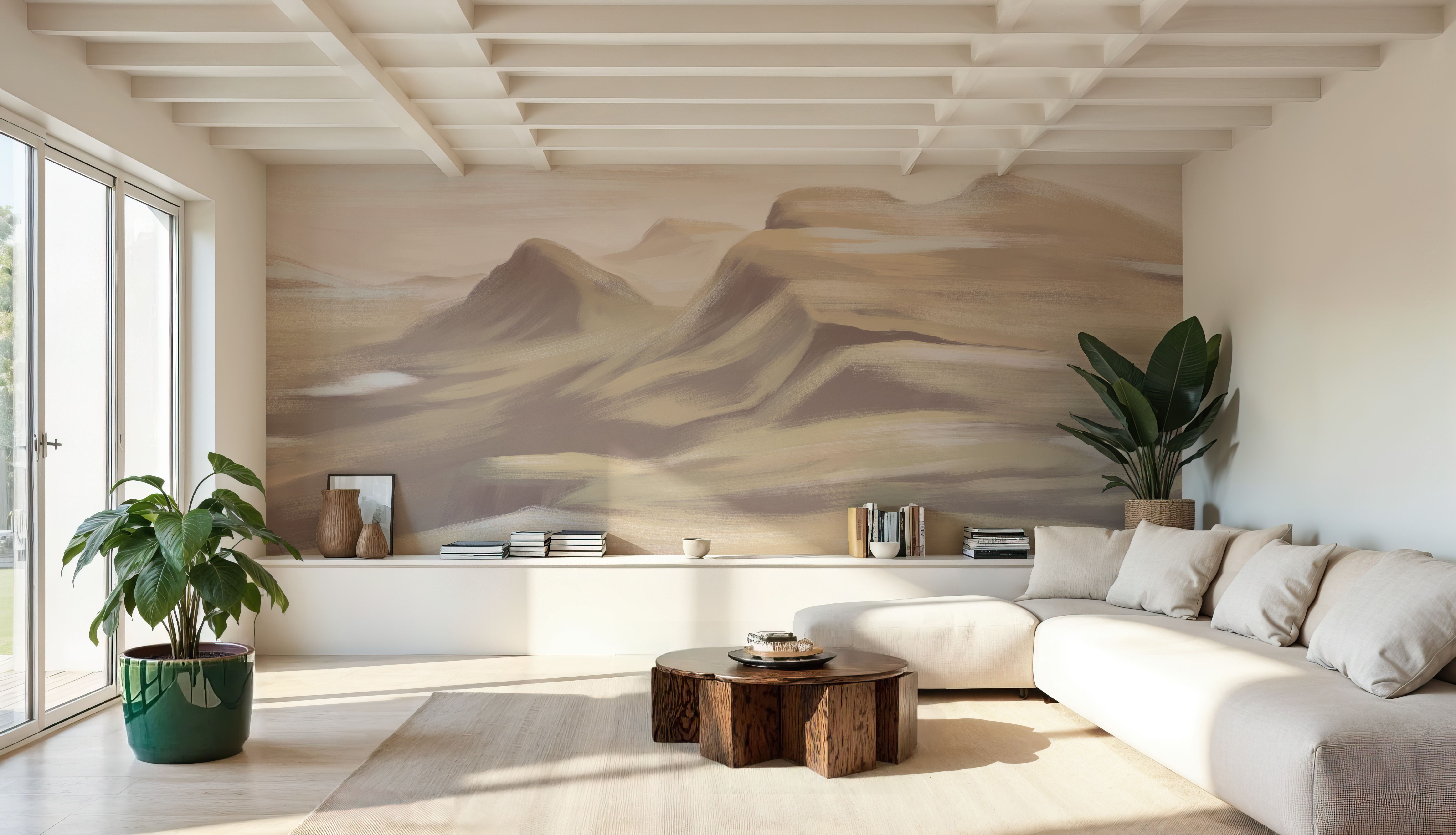 Oil Mountain, Mocha, Wallpaper