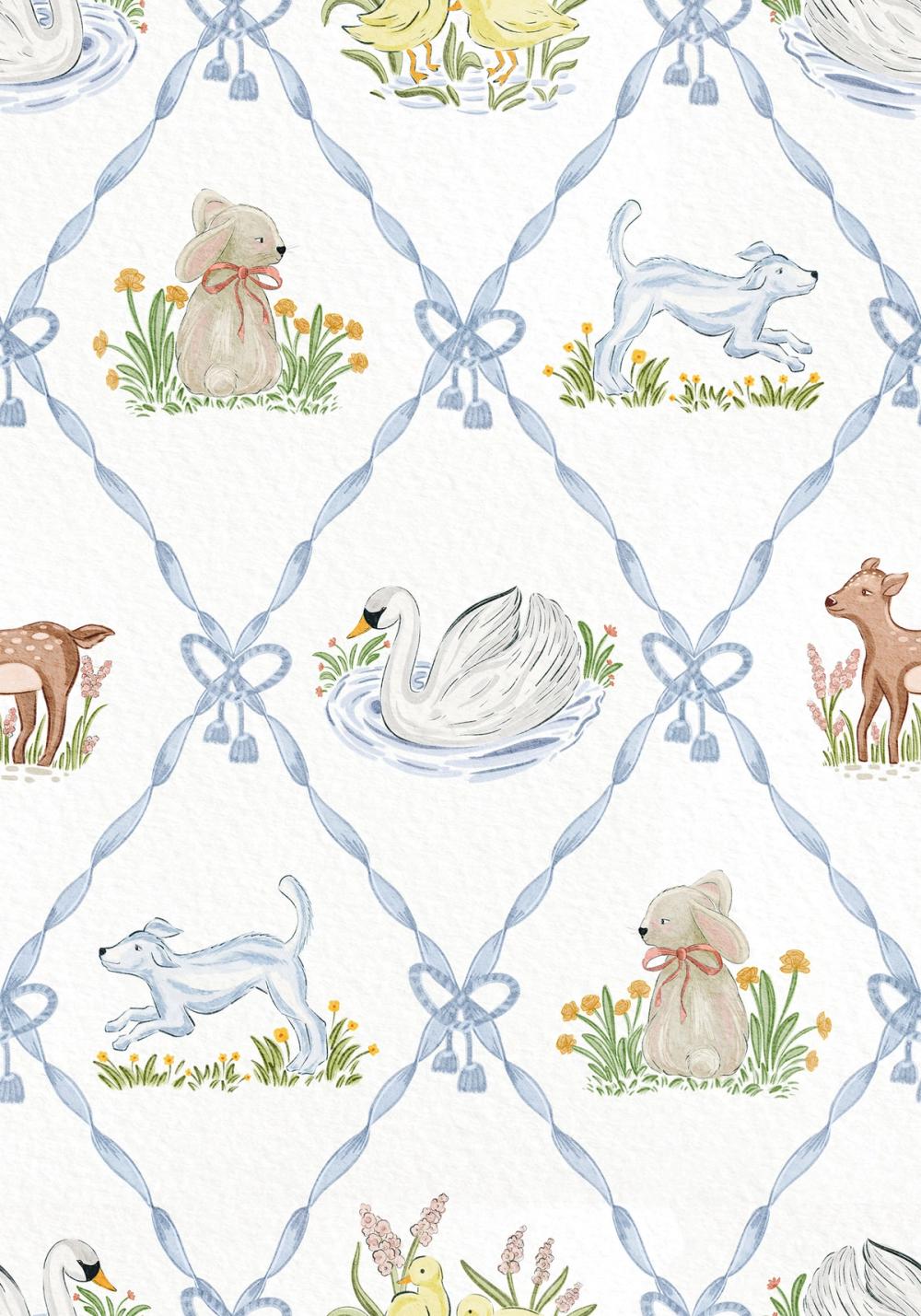 Farm Animals Argyle, Baby Blue