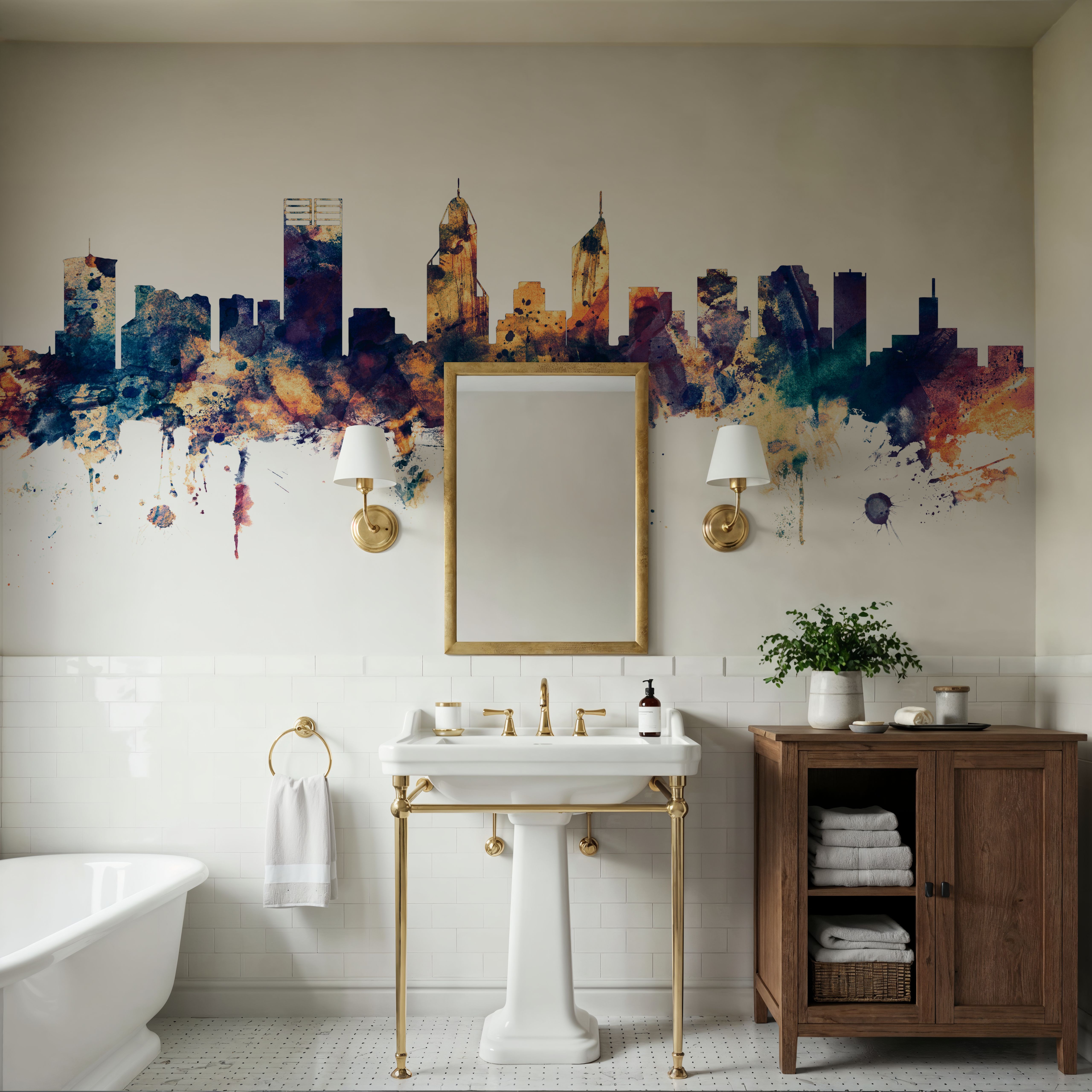 Perth Australia Skyline Blue & Bronze