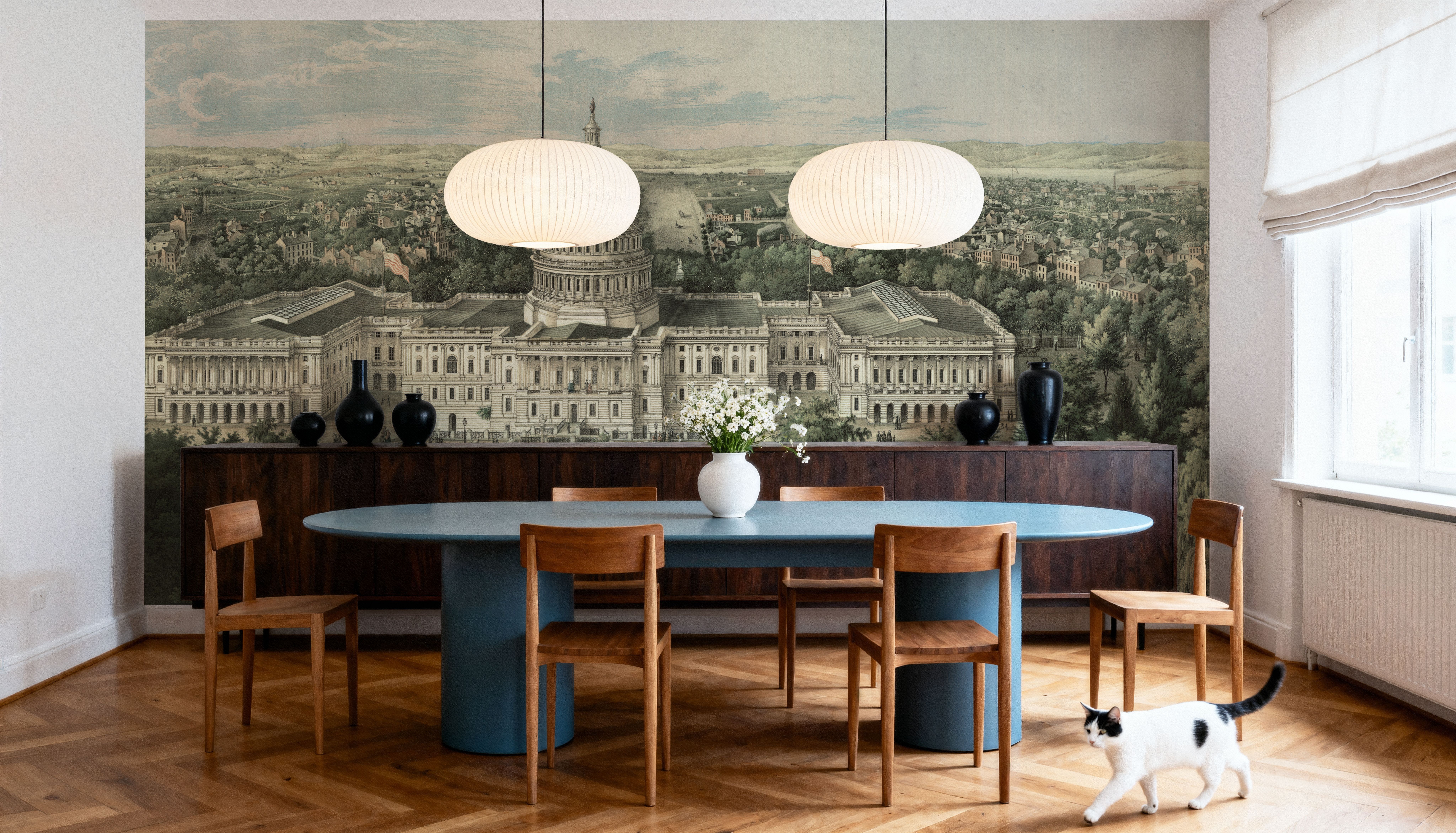 Old view of the United States Capitol and the city of Washington, 1857