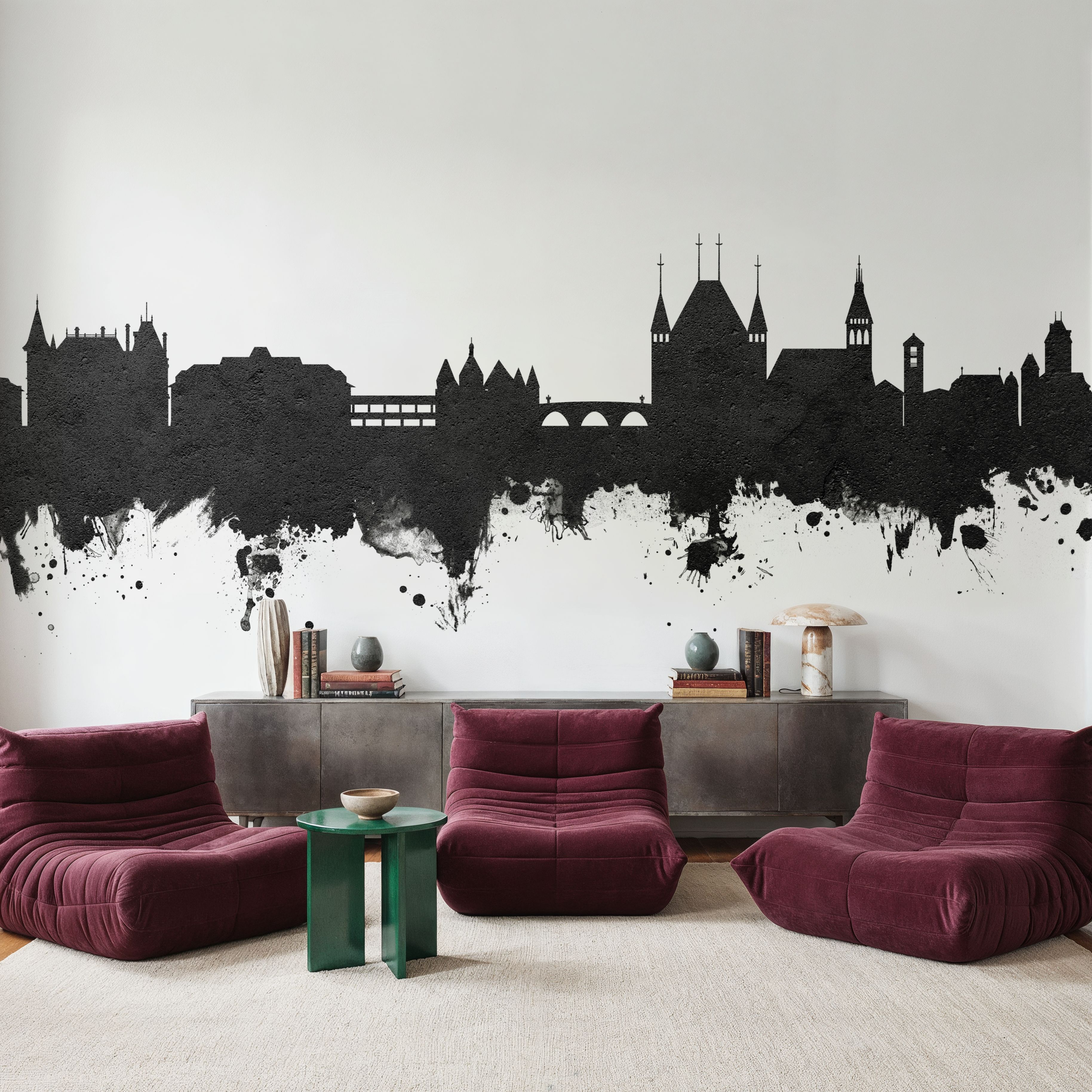 Thun Switzerland Skyline Black & White