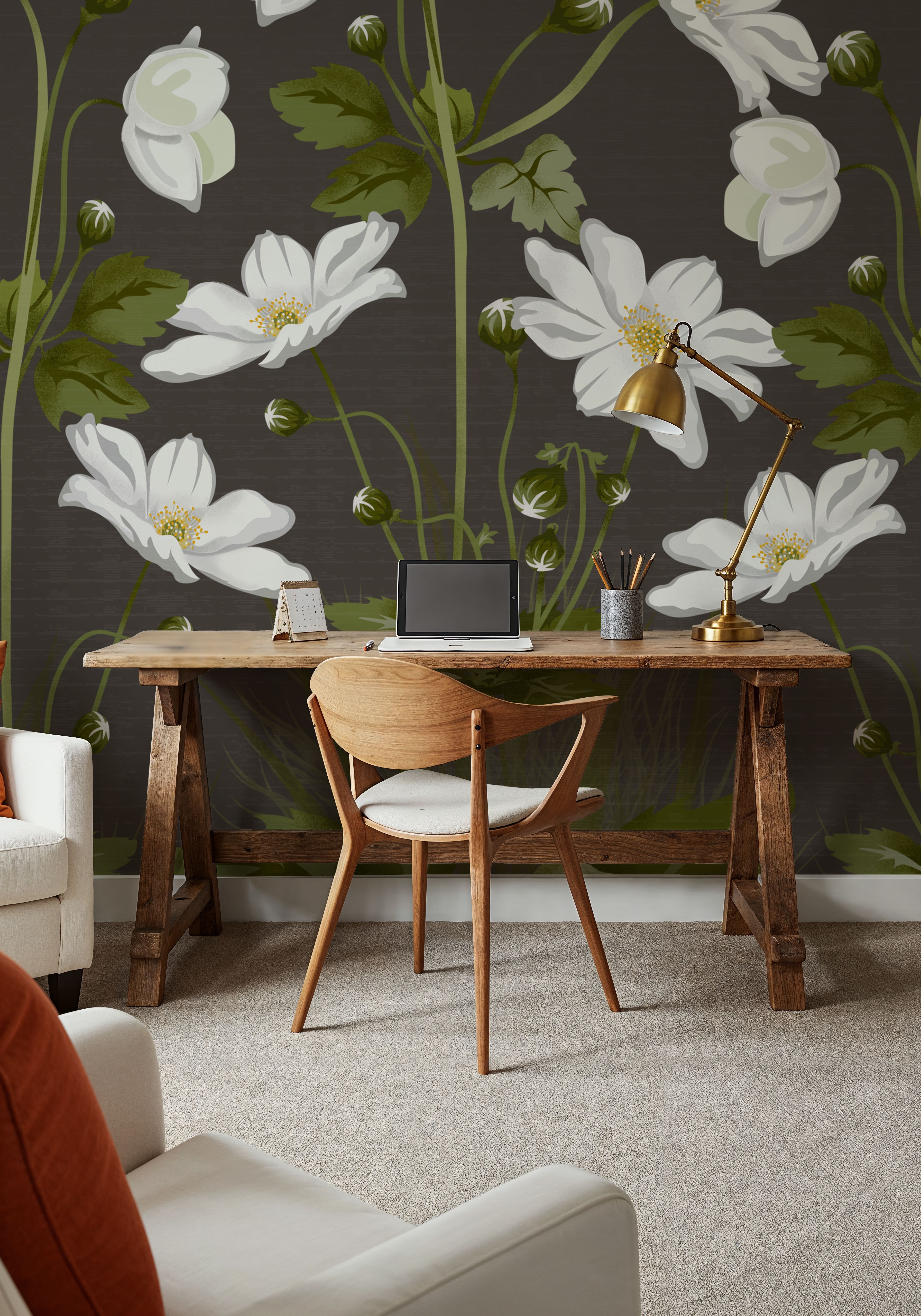 White Anemones, Taupe