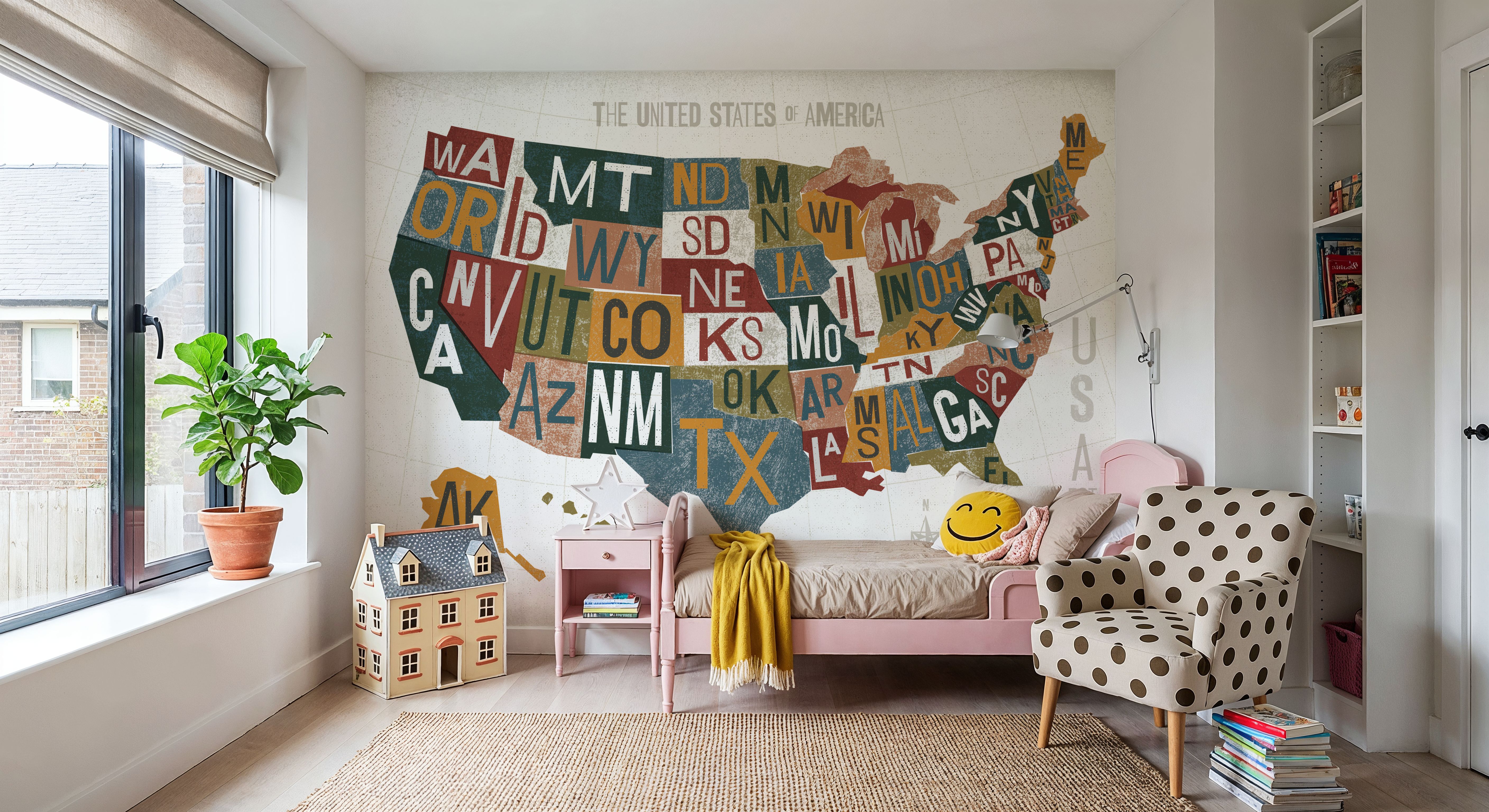 Letterpress USA Map Warm